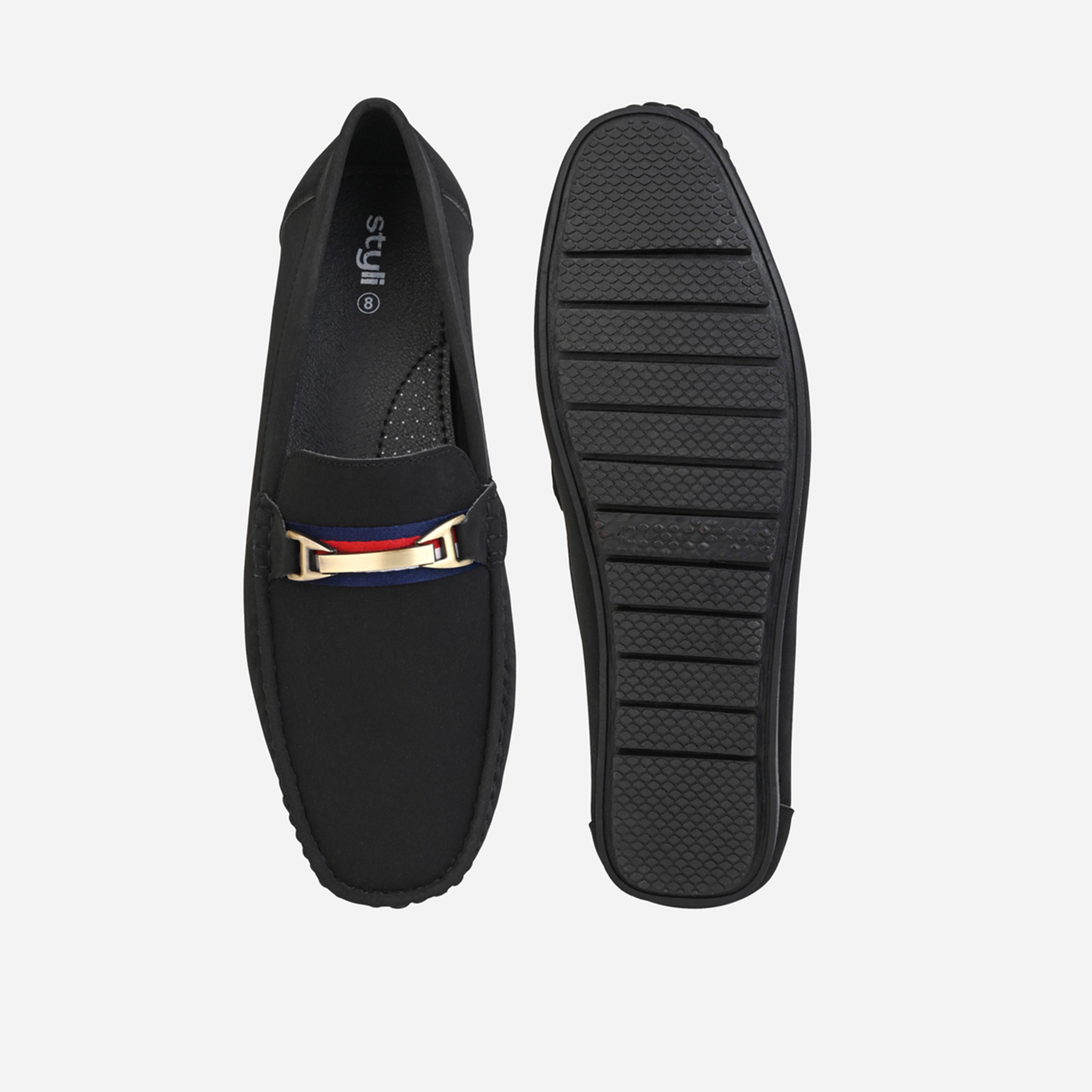 Styli Buckled Faux Leather Slip On Loafers-men-shoes-loafersandmoccasins-image-5