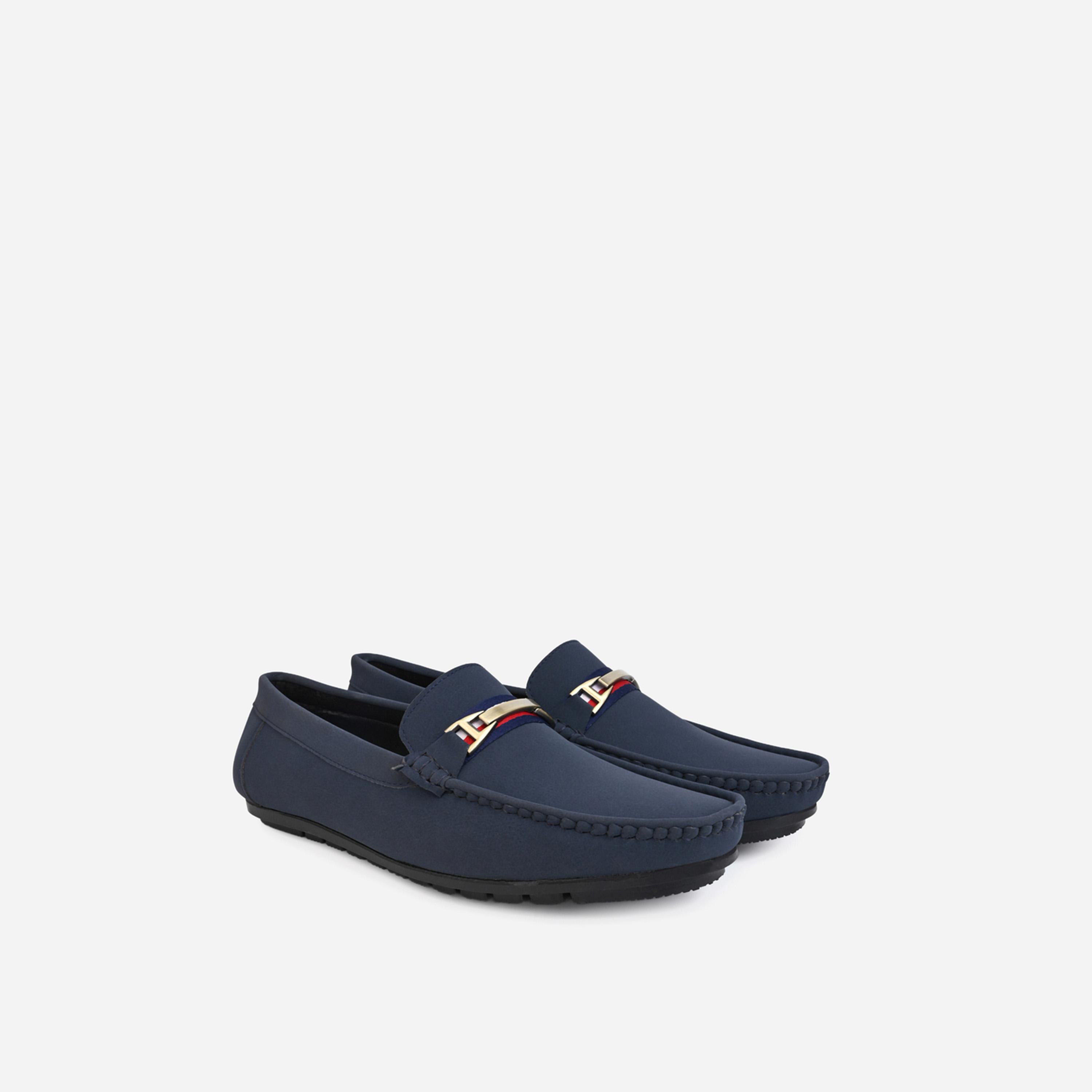 Styli Buckled Faux Leather Slip On Loafers-men-shoes-loafersandmoccasins-image-1