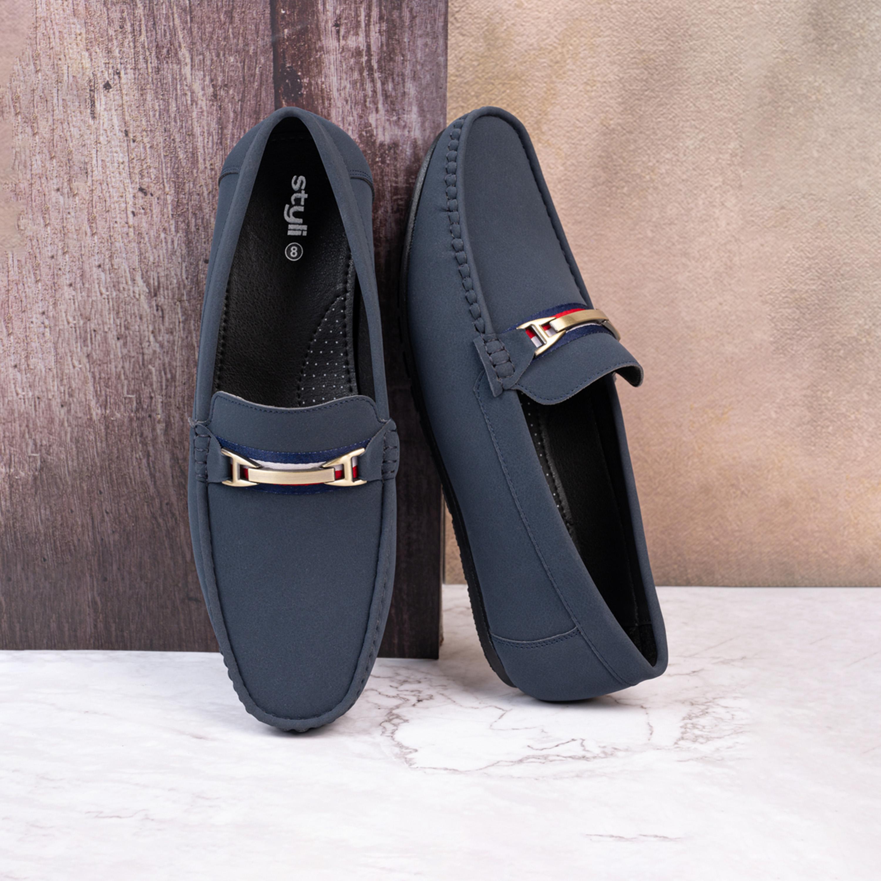 Styli Buckled Faux Leather Slip On Loafers-men-shoes-loafersandmoccasins-image-2