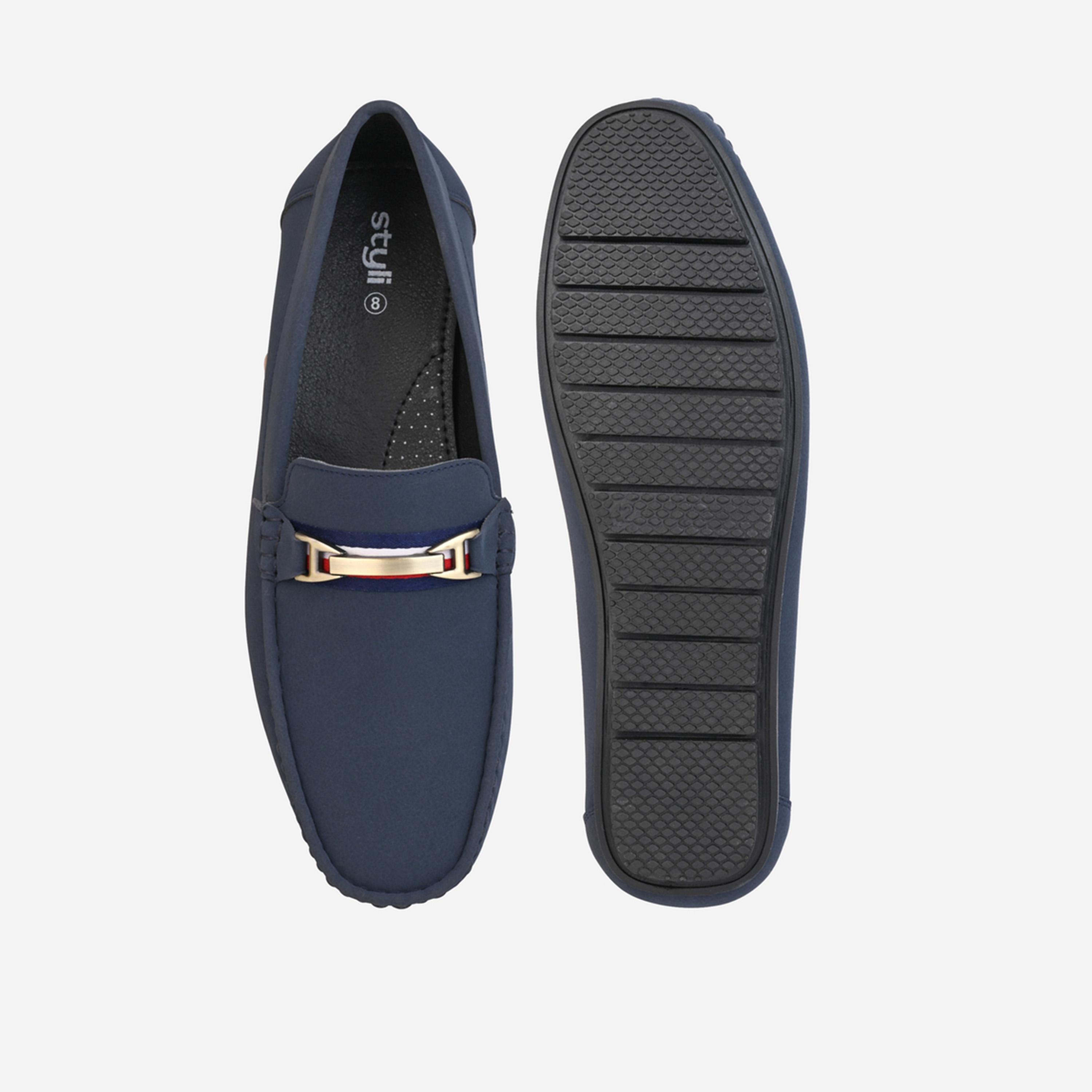 ستايلي-  حذاء سهل الارتداء من الجلد الصناعي بإبزيم-men-shoes-loafersandmoccasins-image-5