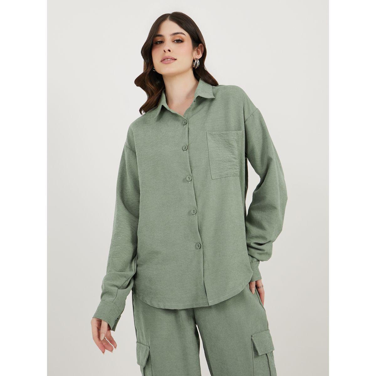 Styli Oversized Flap Pocket Shirt and Joggers Co-Ords-women-clothing-coordsets-image-2