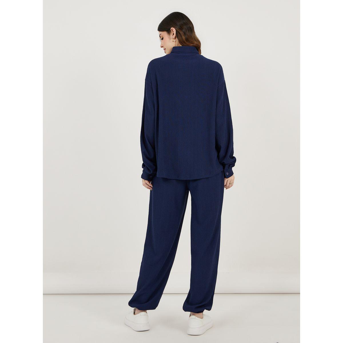 Styli Textured Shirt with Patch Details and Relaxed Fit Joggers Co-Ords-women-clothing-coordsets-image-5