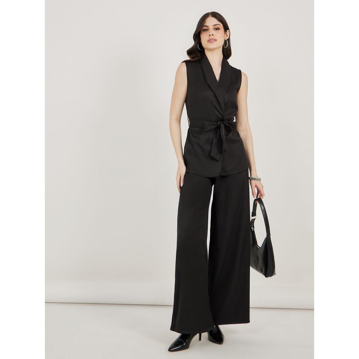 Styli Self-Tie Belt Sleeveless Top and Wide Leg Pants Co-Ords-women-clothing-coordsets-image-1