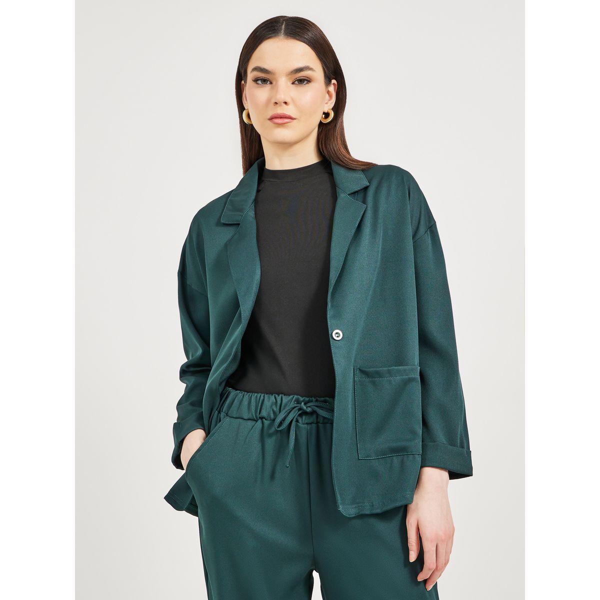 Plain Notch Lapel Buttoned Blazer and Pants Co-Ords-women-clothing-coordsets-image-2
