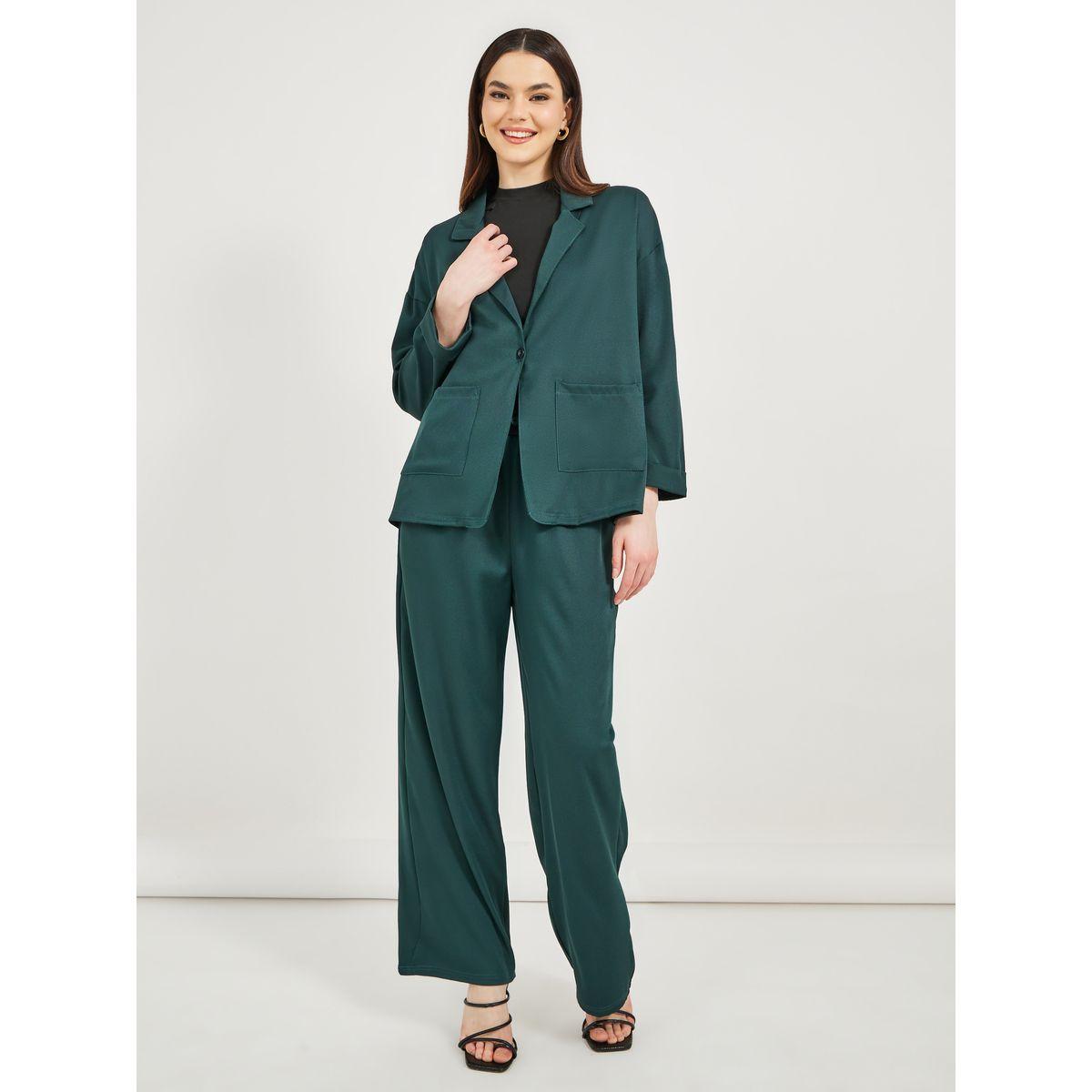 Plain Notch Lapel Buttoned Blazer and Pants Co-Ords-women-clothing-coordsets-image-4