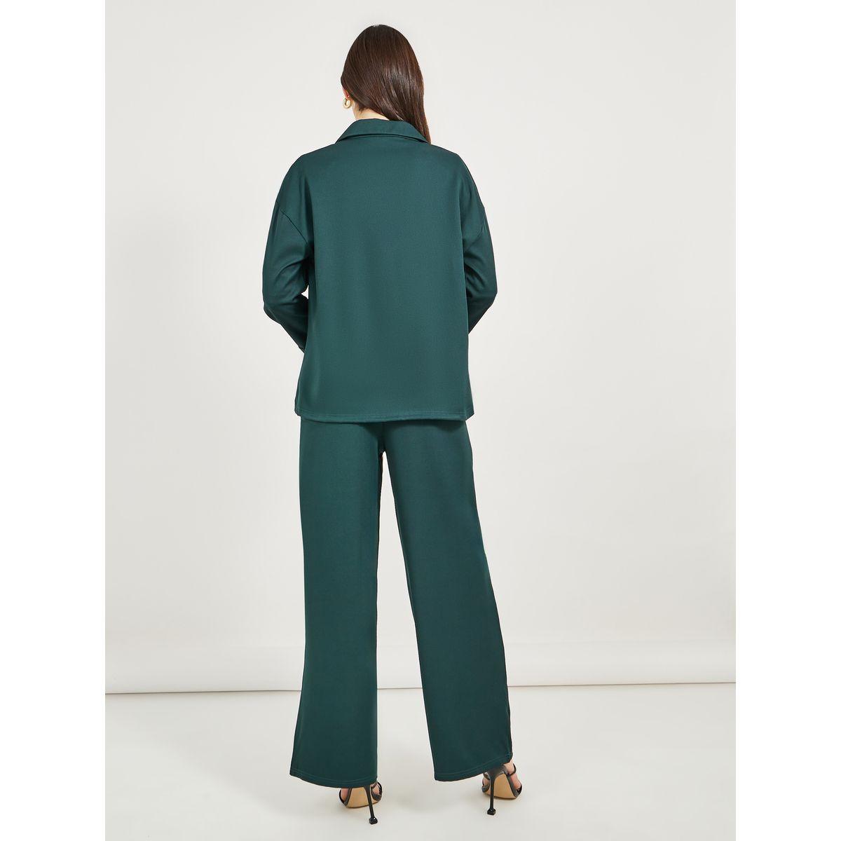Plain Notch Lapel Buttoned Blazer and Pants Co-Ords-women-clothing-coordsets-image-7