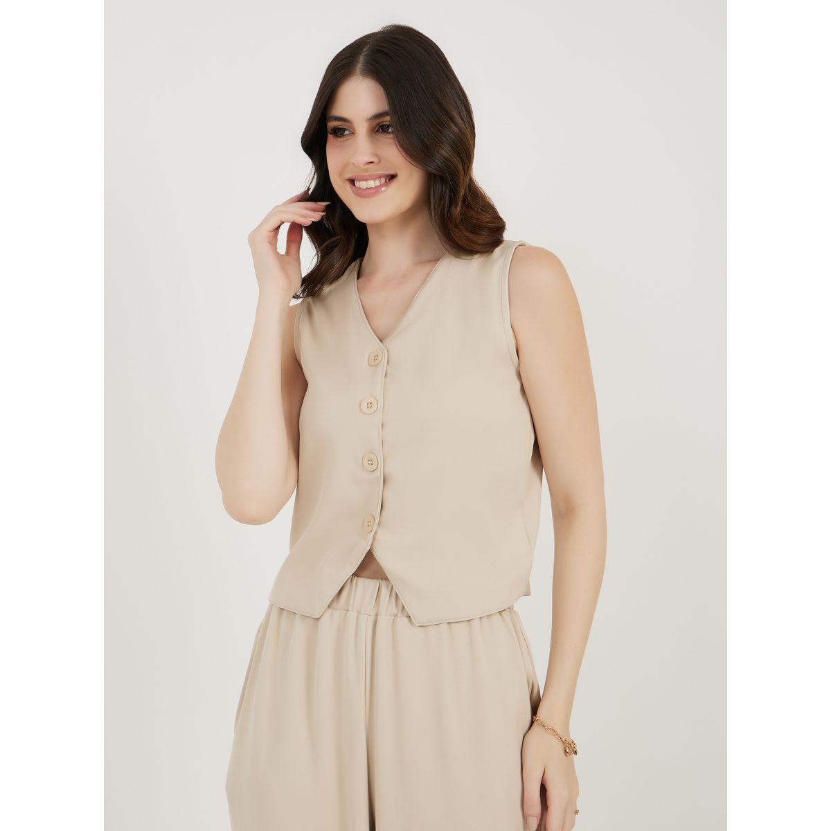 Styli Regular Fit Waistcoat and Wide Leg Pants Co-Ords-women-clothing-coordsets-image-2