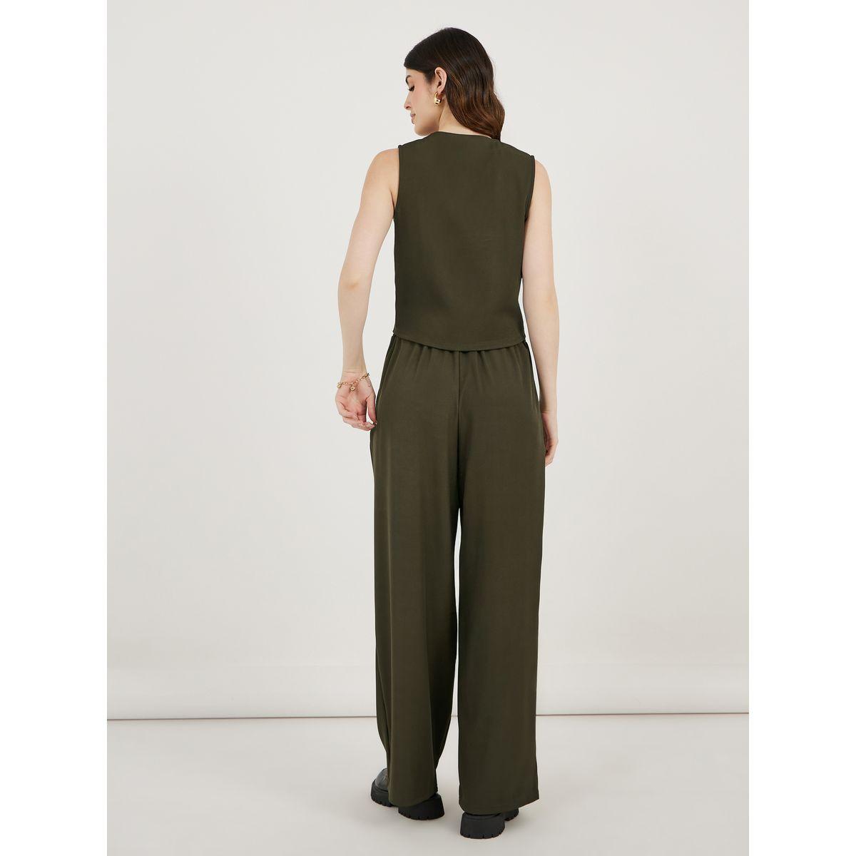 Styli Regular Fit Waistcoat and Wide Leg Pants Co-Ords-women-clothing-coordsets-image-5