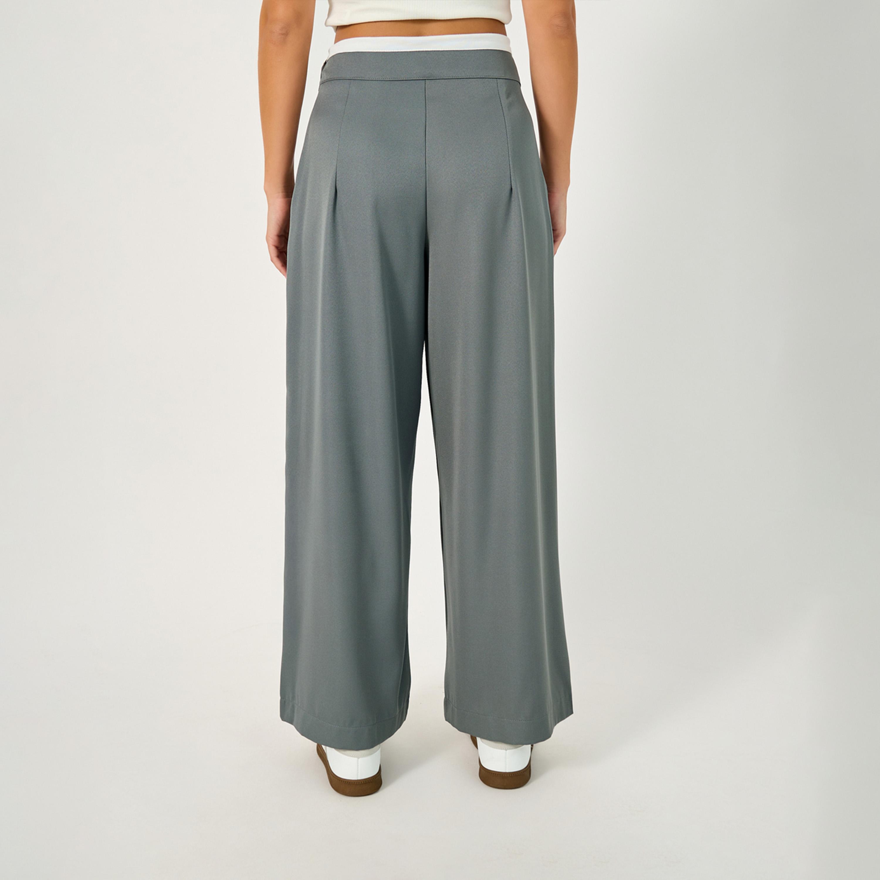 Styli Wide Leg Pants With Contrast Drawstring Waistband-women-clothing-bottoms-trousers-image-4