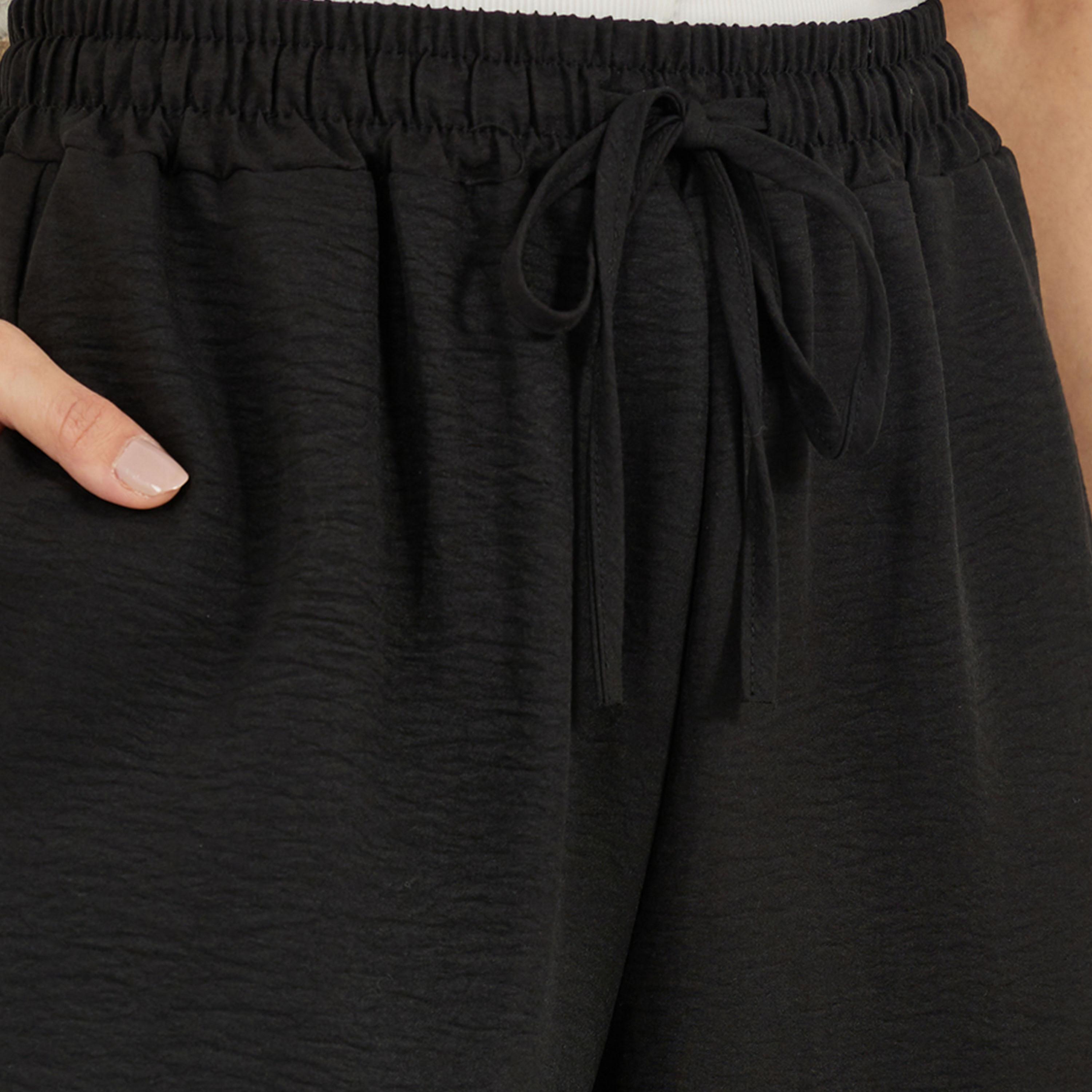 Styli Textured High Rise Wide Leg Pants with Drawcord-women-clothing-bottoms-trousers-image-3
