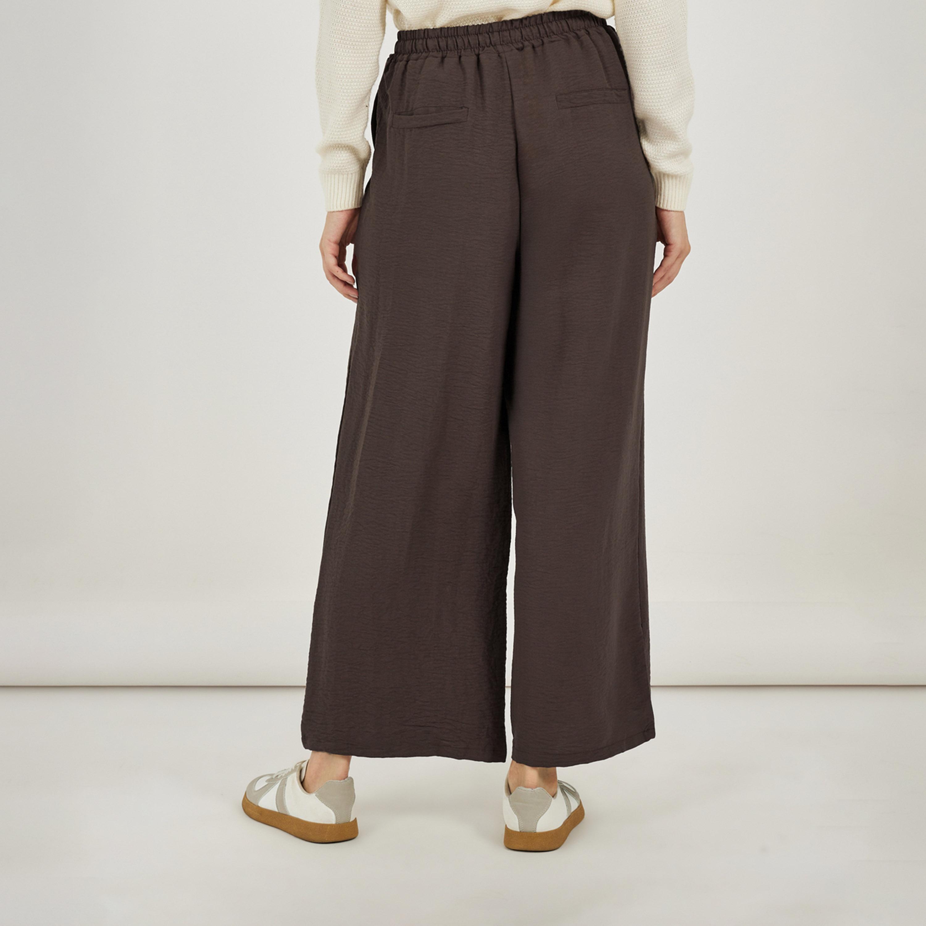 Styli Textured Wide Leg Pants with Elasticated Waistband & Drawcord-women-clothing-bottoms-trousers-image-4