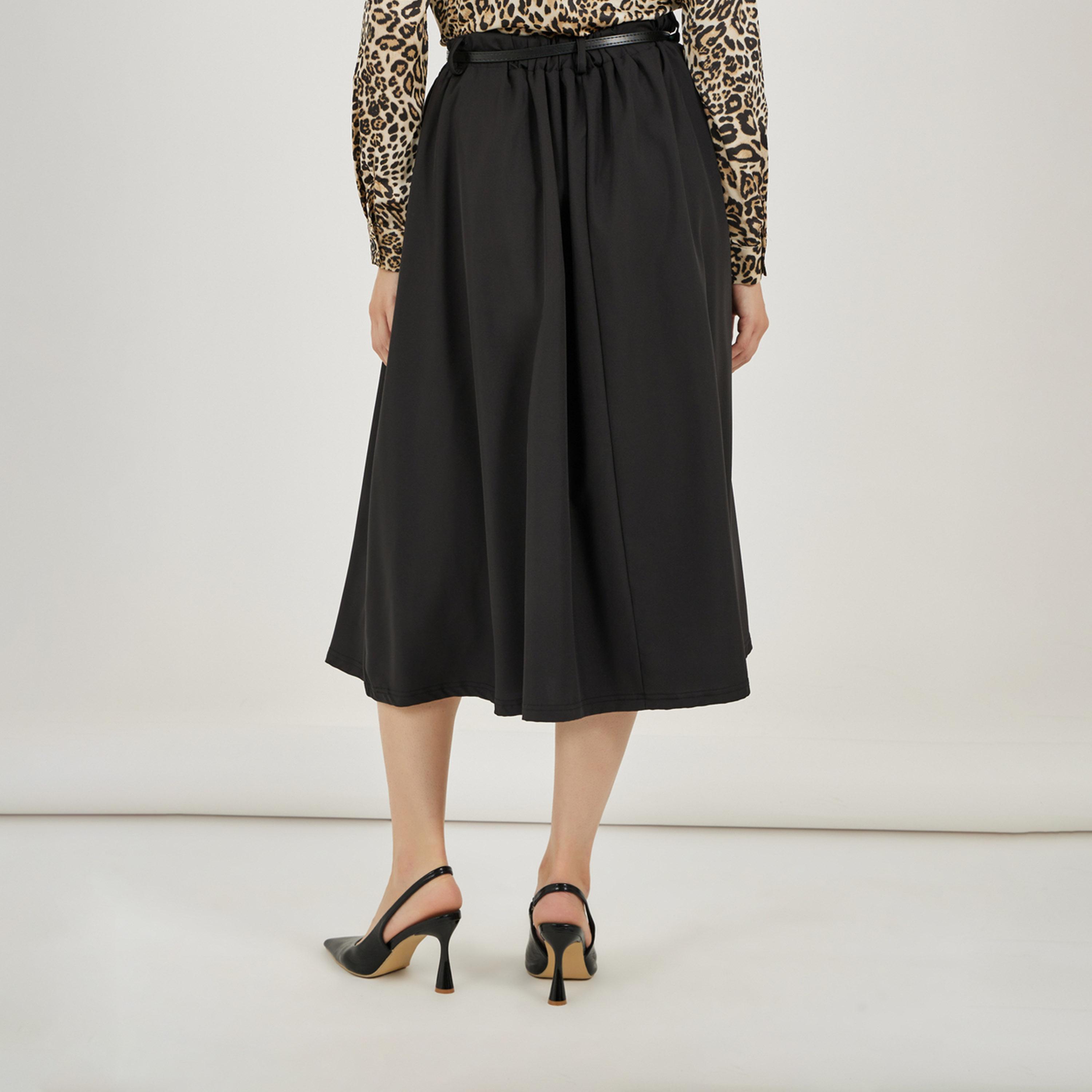Styli High Rise Gathered Midi Skirt with Belt-women-clothing-skirts-image-4