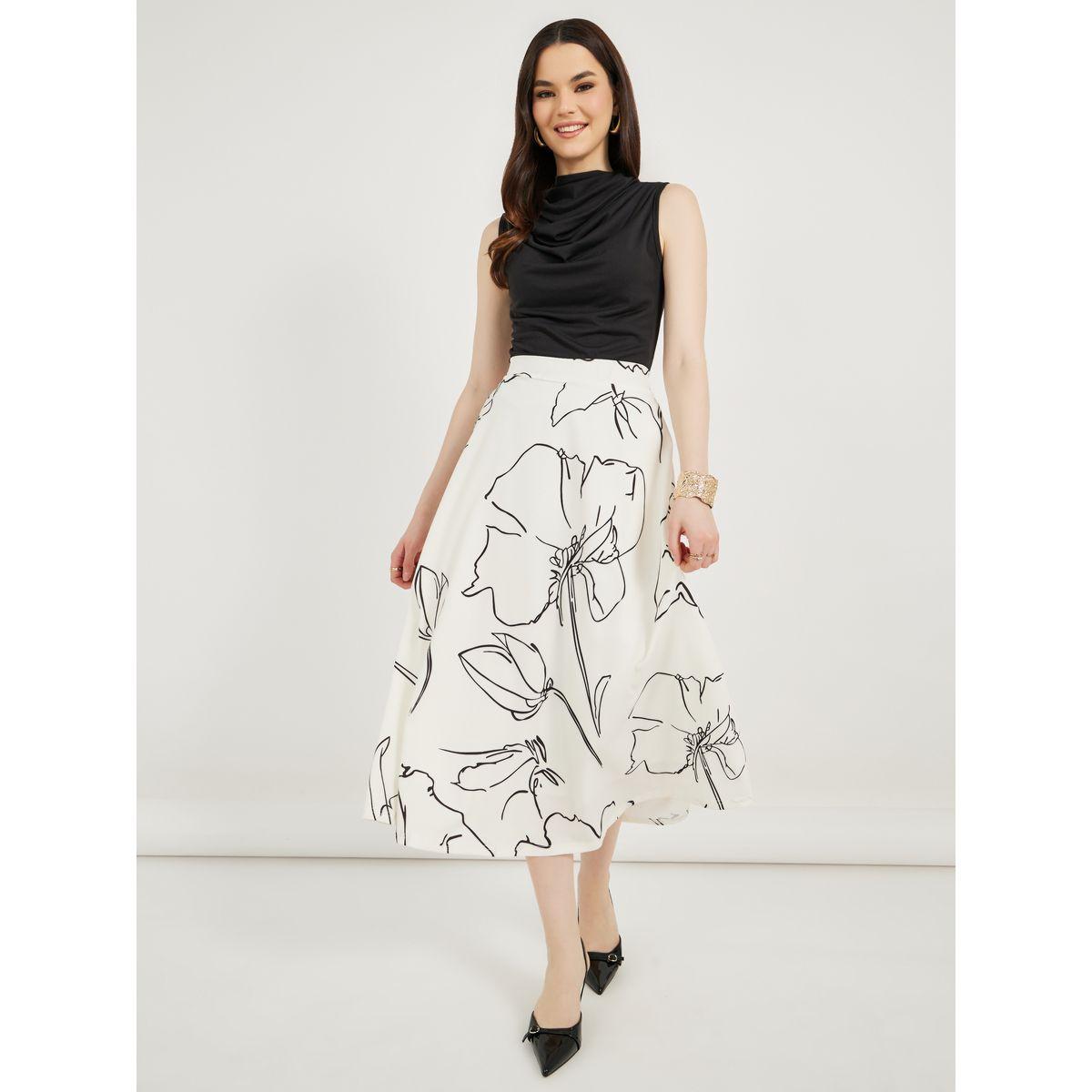 Floral Print A-Line Midi Skirt-women-clothing-bottoms-skirts-image-1