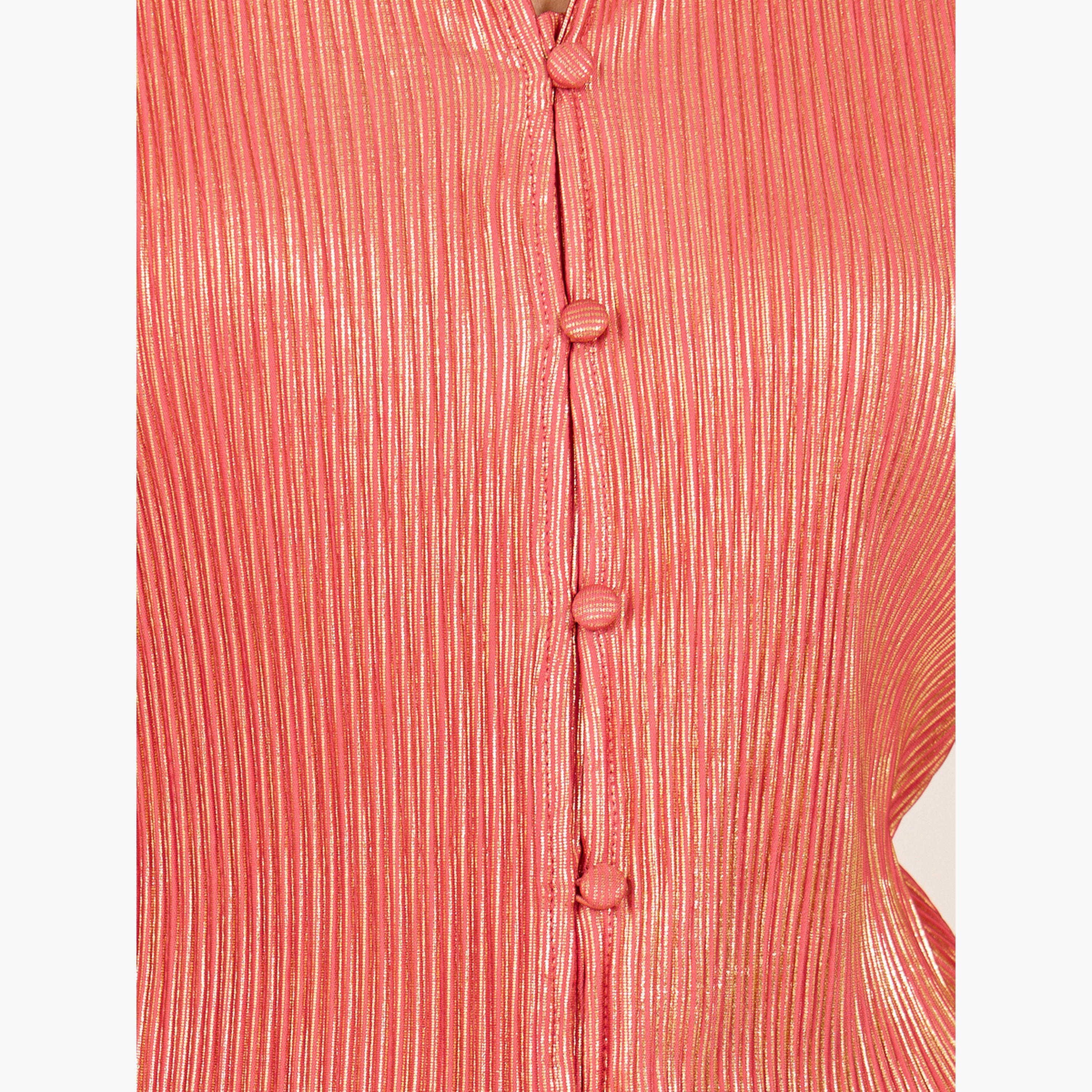 Styli Plisse Short Sleeve Shirt and Pants Co-Ords-women-clothing-coordsets-image-4