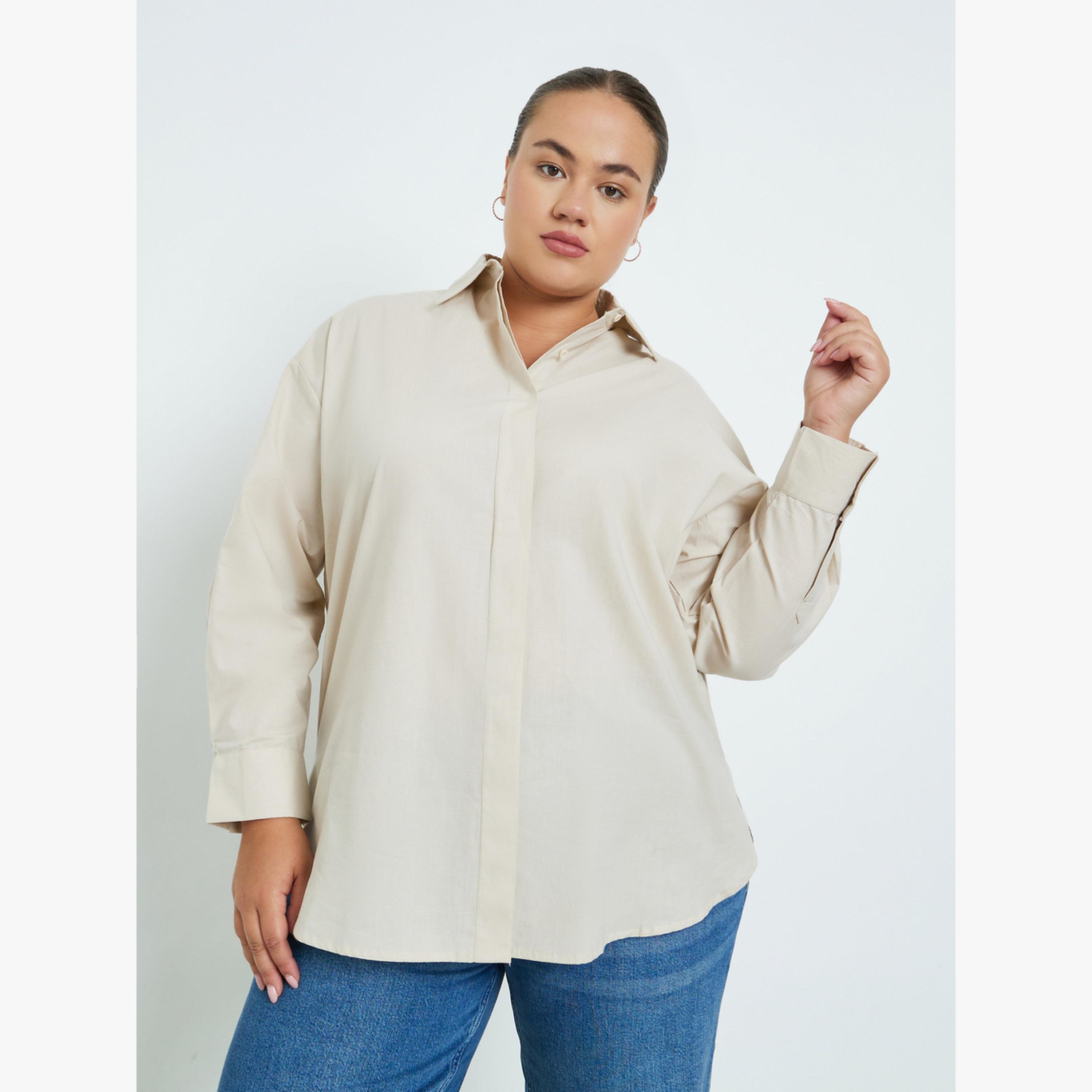 بلوزة سادة مقاس كبير وقصة فضفاضة-women-clothing-shirtsandblouses-shirts-image-5