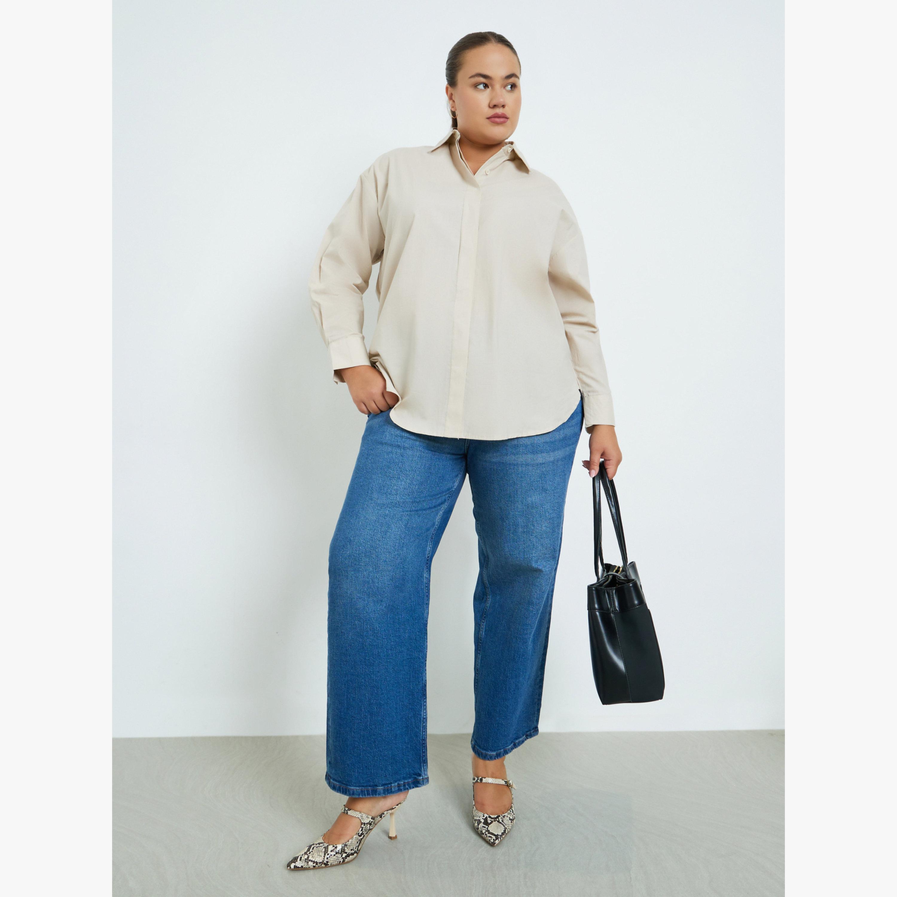 Styli Plus Size Solid Oversized Shirt-women-clothing-shirtsandblouses-shirts-image-2