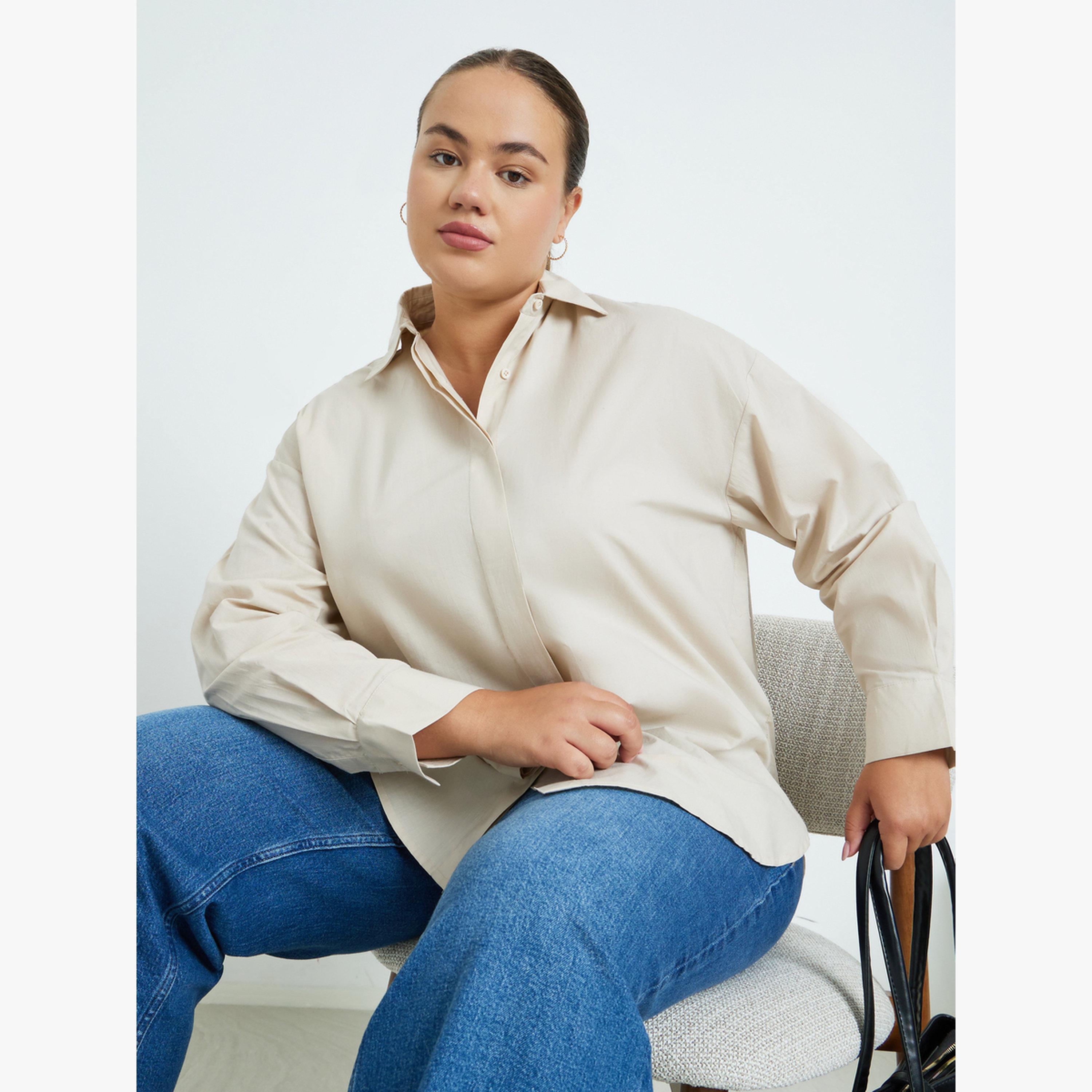 Styli Plus Size Solid Oversized Shirt-women-clothing-shirtsandblouses-shirts-image-3