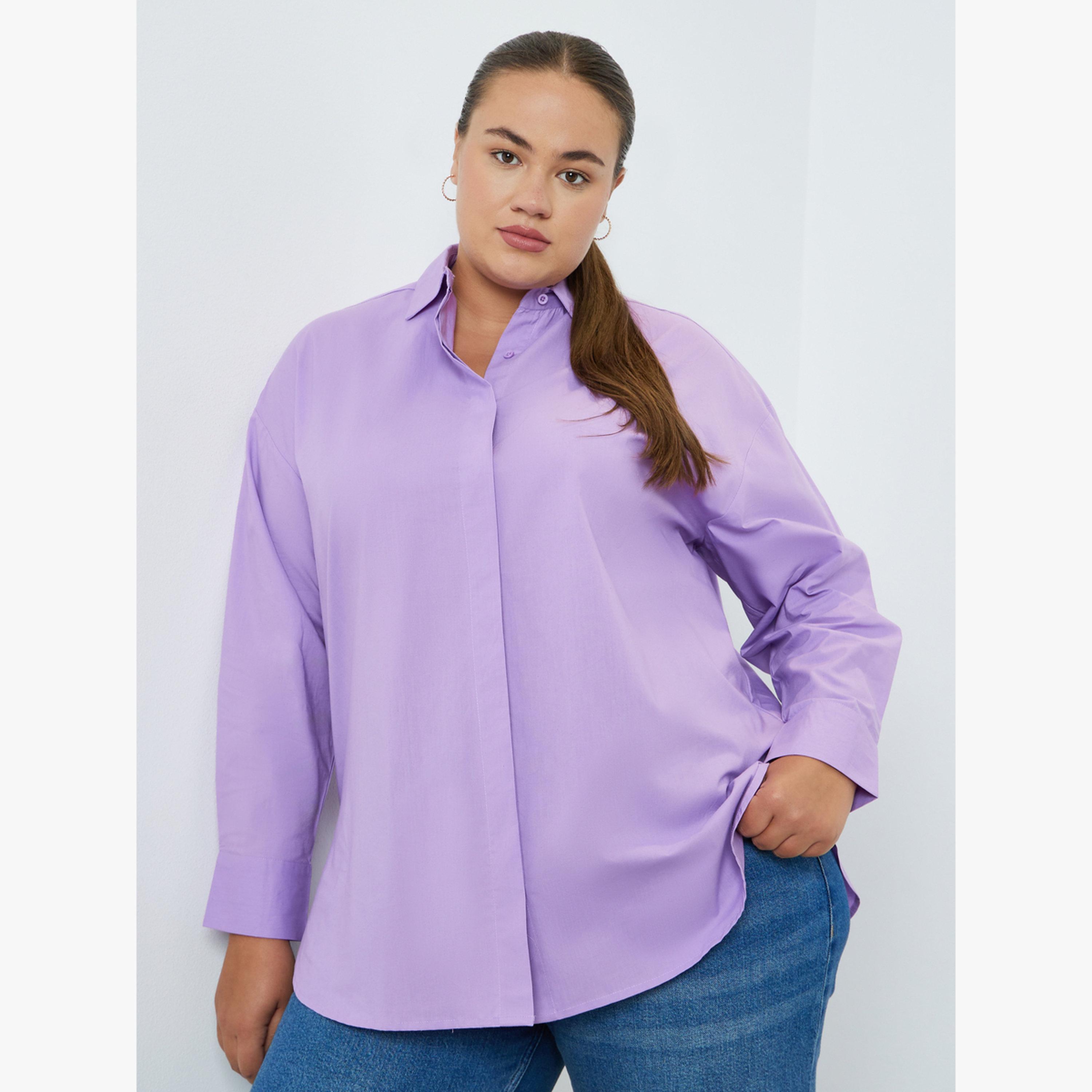 Styli Plus Size Solid Oversized Shirt-women-clothing-shirtsandblouses-shirts-image-1