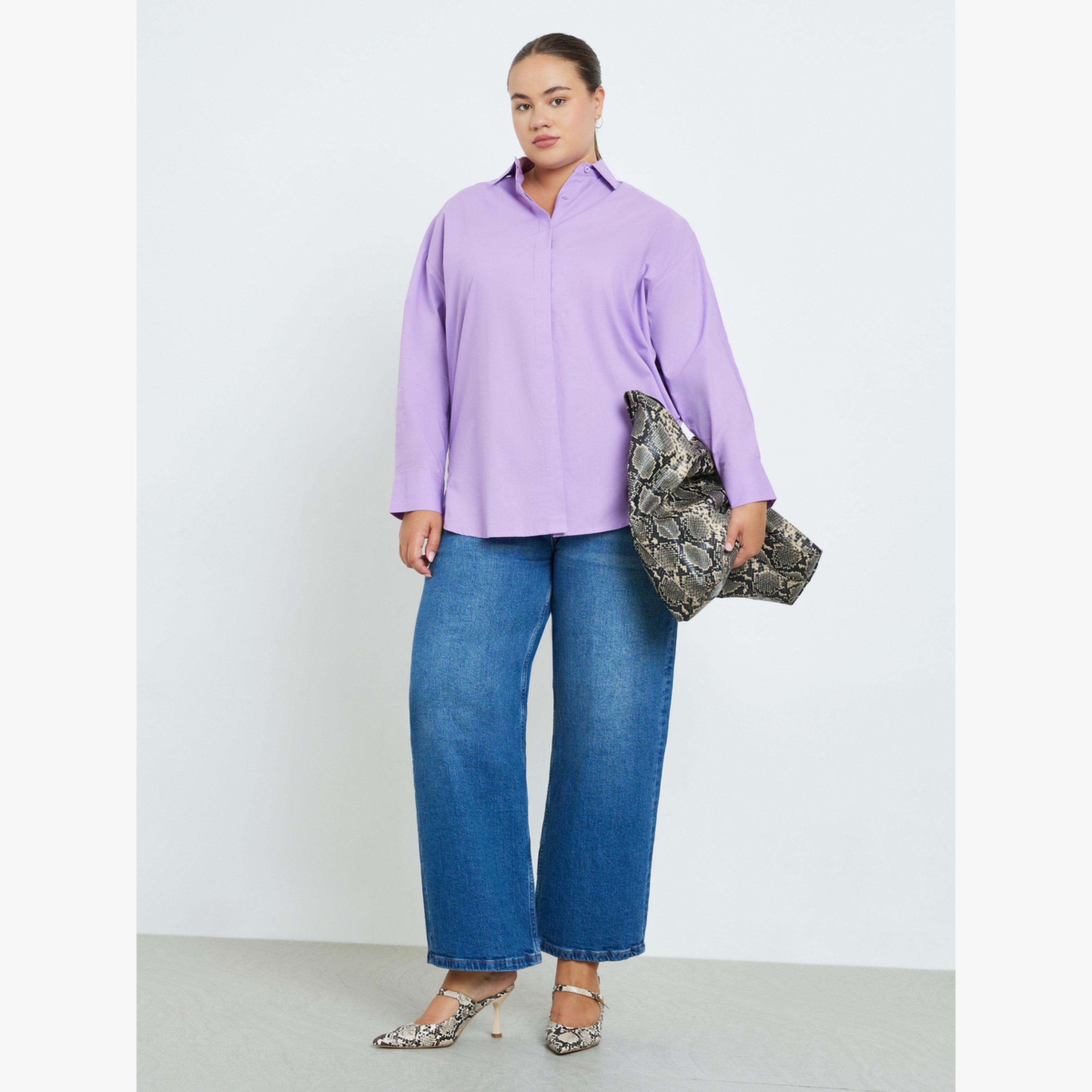 Styli Plus Size Solid Oversized Shirt-women-clothing-shirtsandblouses-shirts-image-2