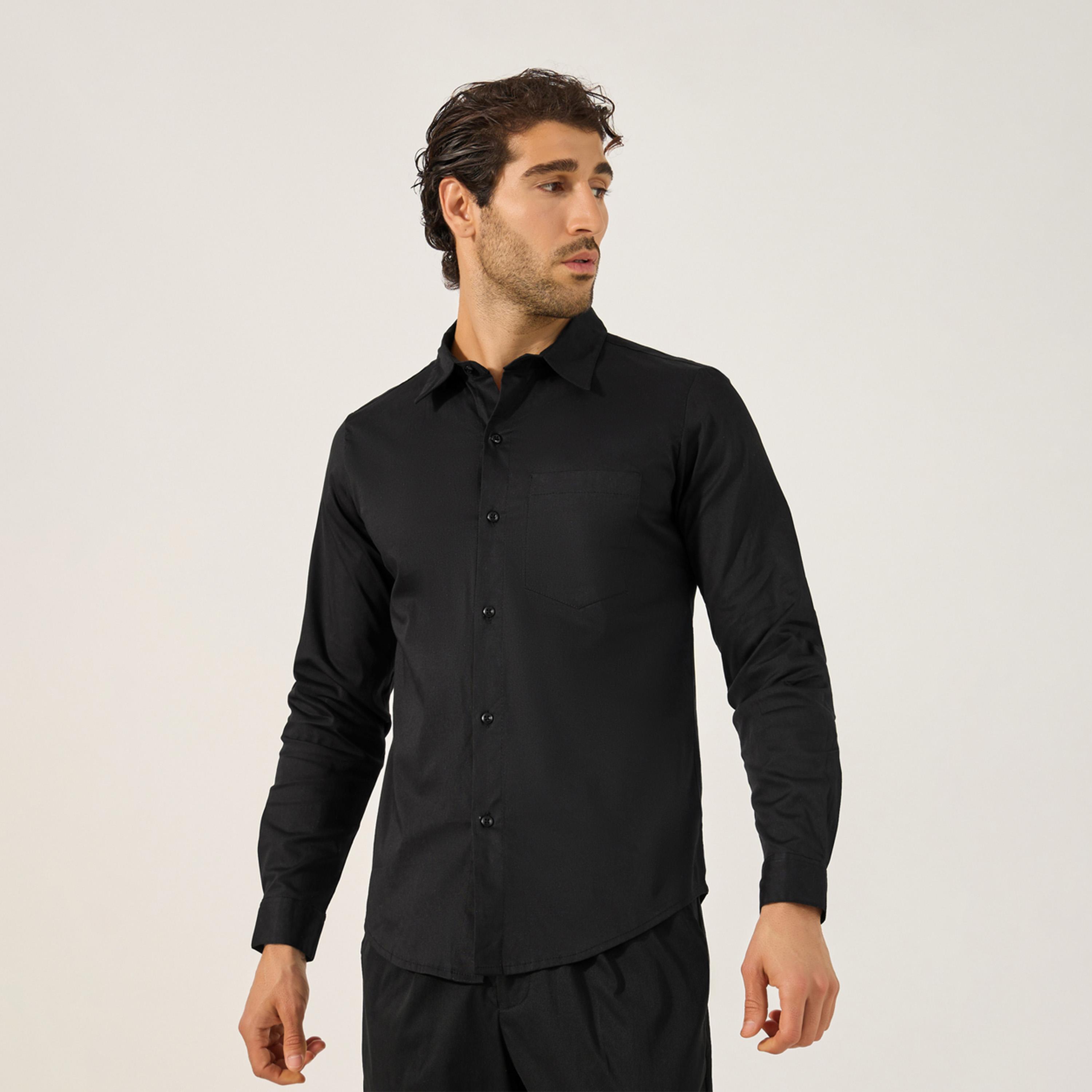 Styli Sim Fit Chest Pocket Spread Collar Shirt-men-clothing-shirts-image-1
