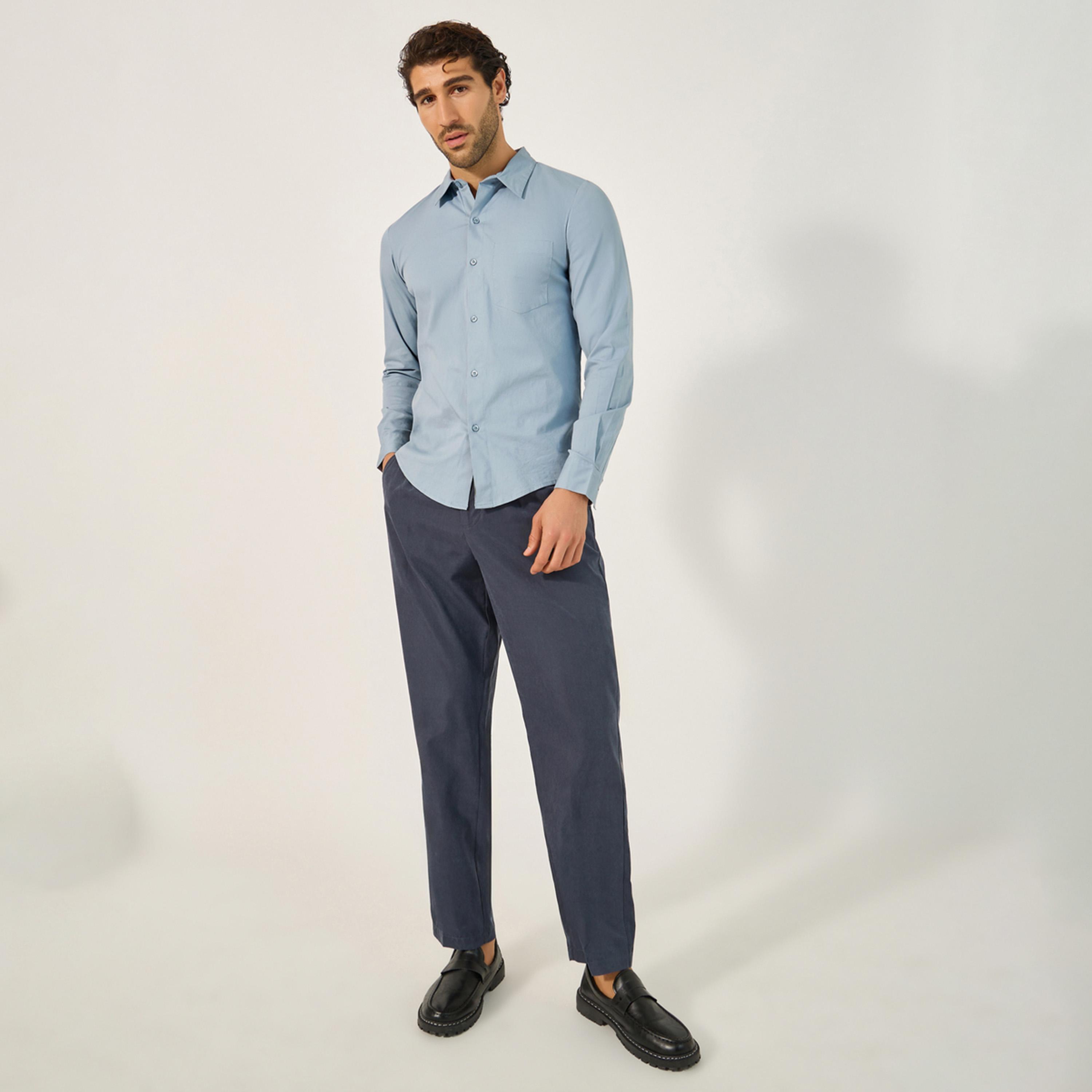 Styli Sim Fit Chest Pocket Spread Collar Shirt-men-clothing-shirts-image-2