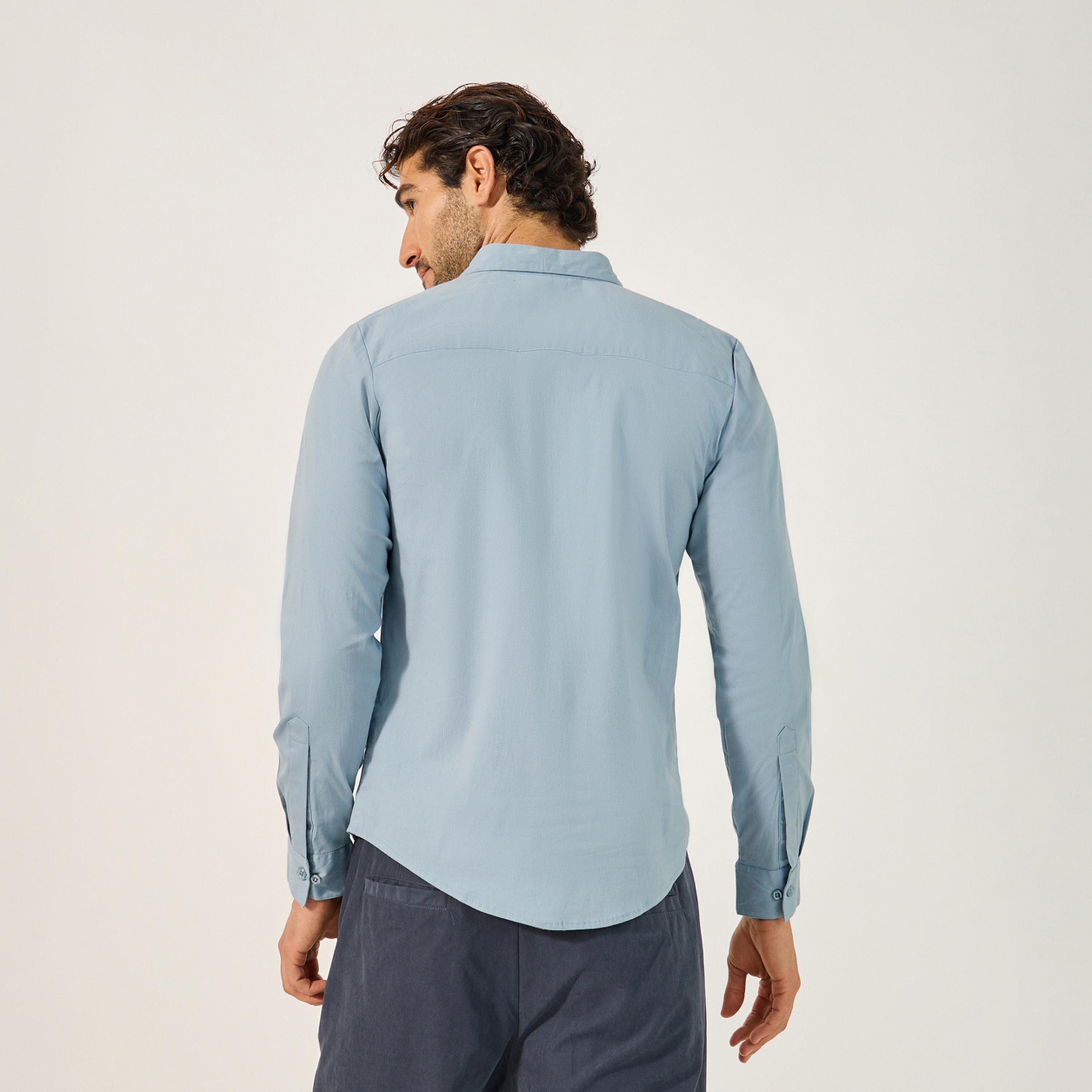 Styli Sim Fit Chest Pocket Spread Collar Shirt-men-clothing-shirts-image-4