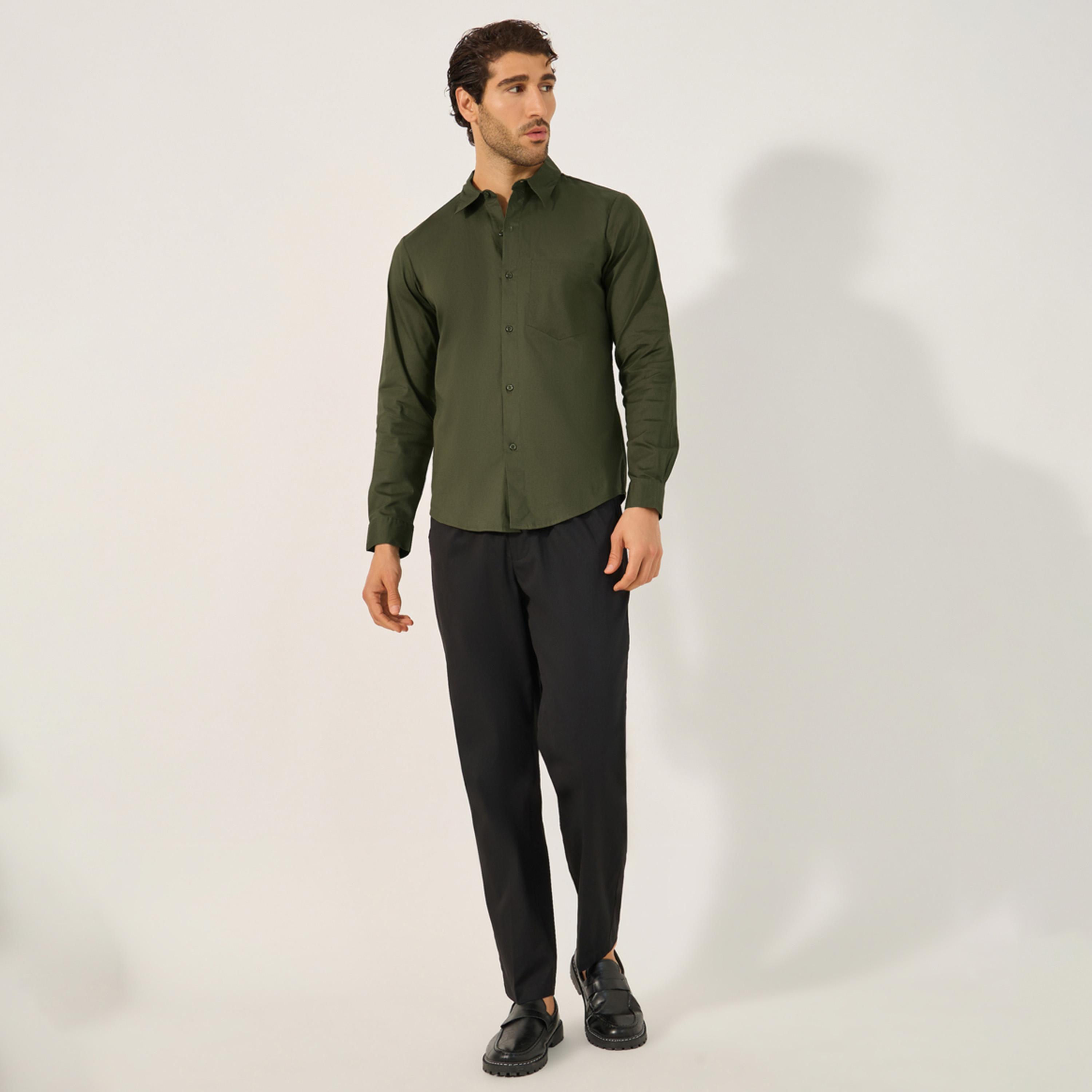 Styli Sim Fit Chest Pocket Spread Collar Shirt-men-clothing-shirts-image-2
