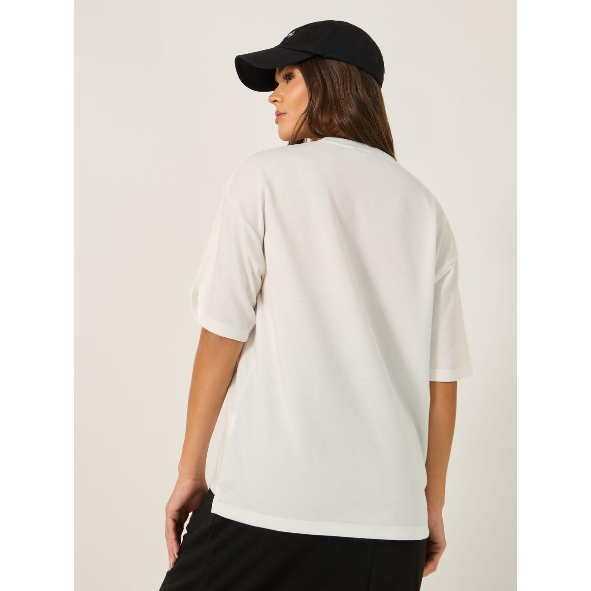 Oversized Slogan Print T-Shirt and Midi Skirt Co-Ords-women-clothing-coordsets-image-5