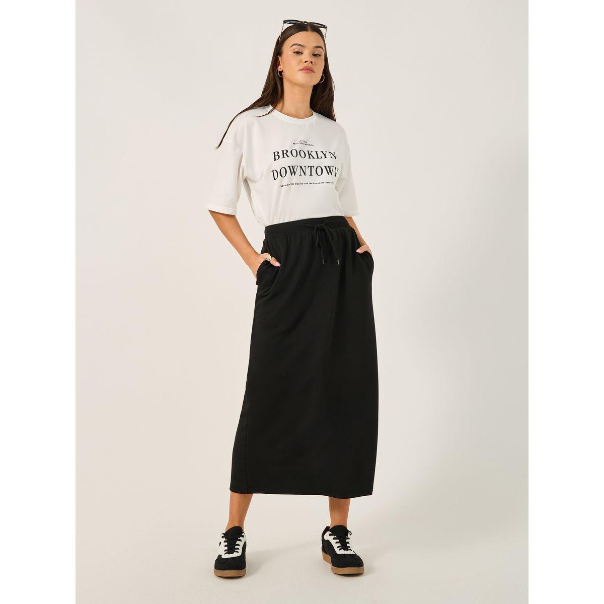 Oversized Slogan Print T-Shirt and Midi Skirt Co-Ords-women-clothing-coordsets-image-6