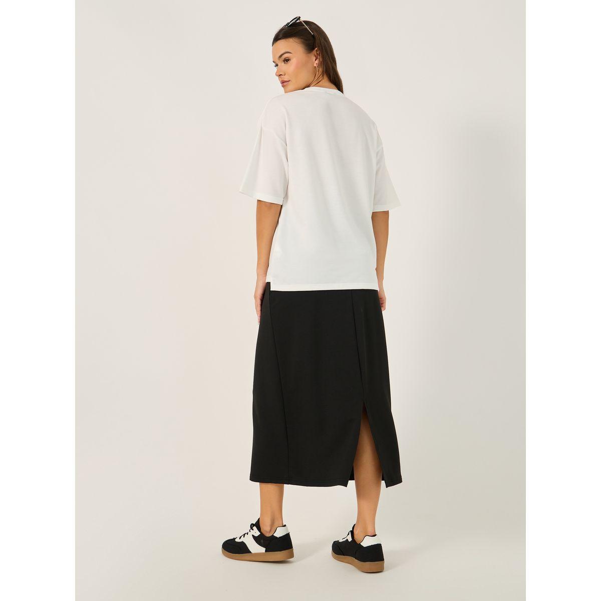 Oversized Slogan Print T-Shirt and Midi Skirt Co-Ords-women-clothing-coordsets-image-9