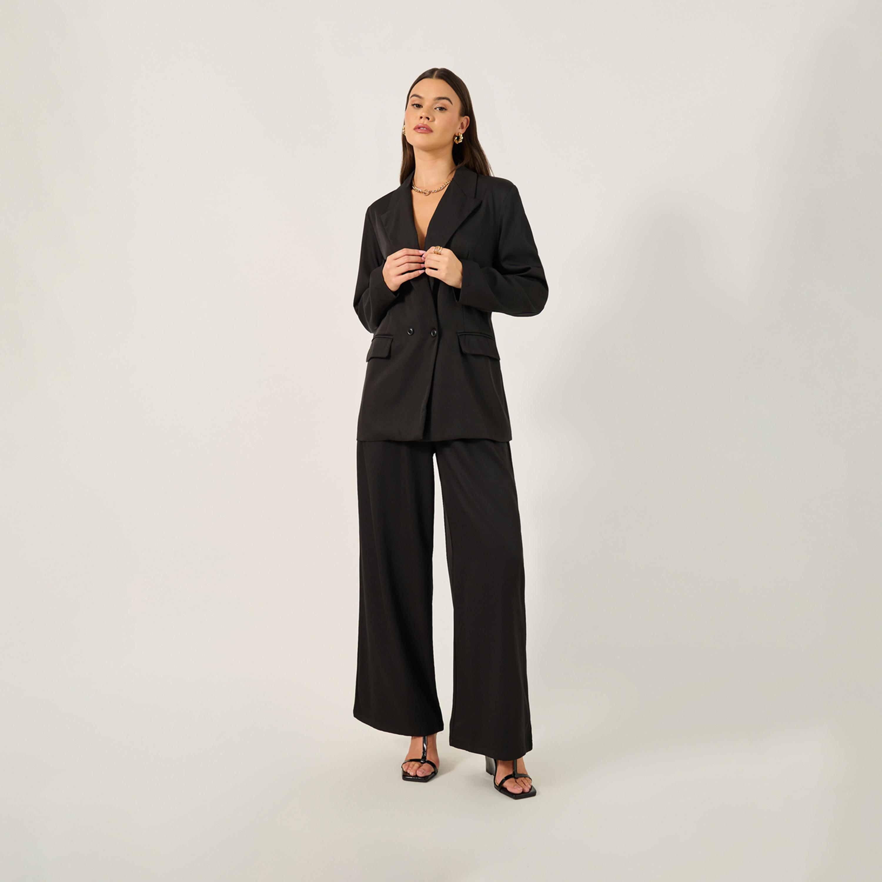 Styli Cross Waistband Wide Leg Pants With Side Seam Pockets-women-clothing-bottoms-trousers-image-1