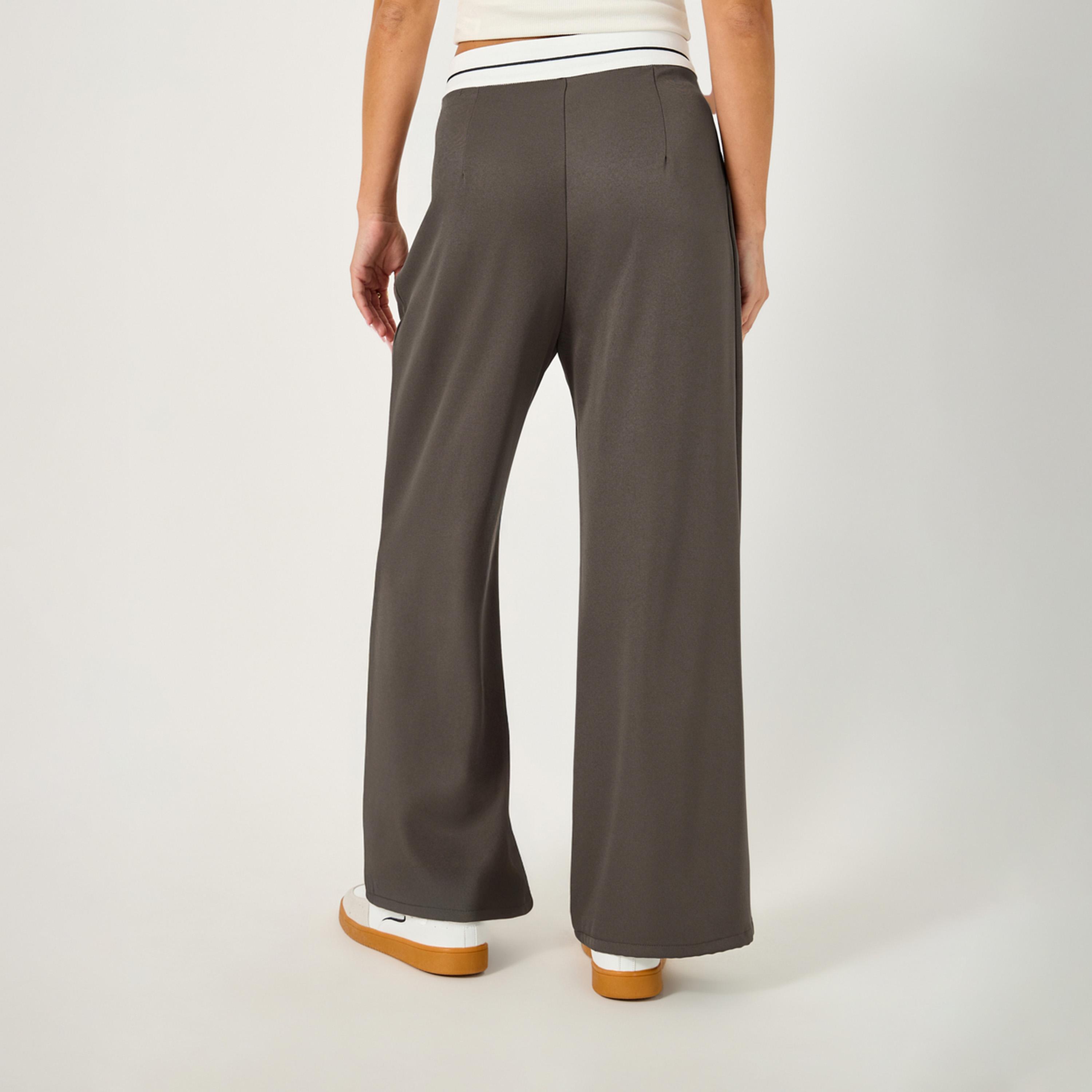 ستايلي - بنطال واسع الساق بحزام خصر متباين-women-clothing-bottoms-trousers-image-4