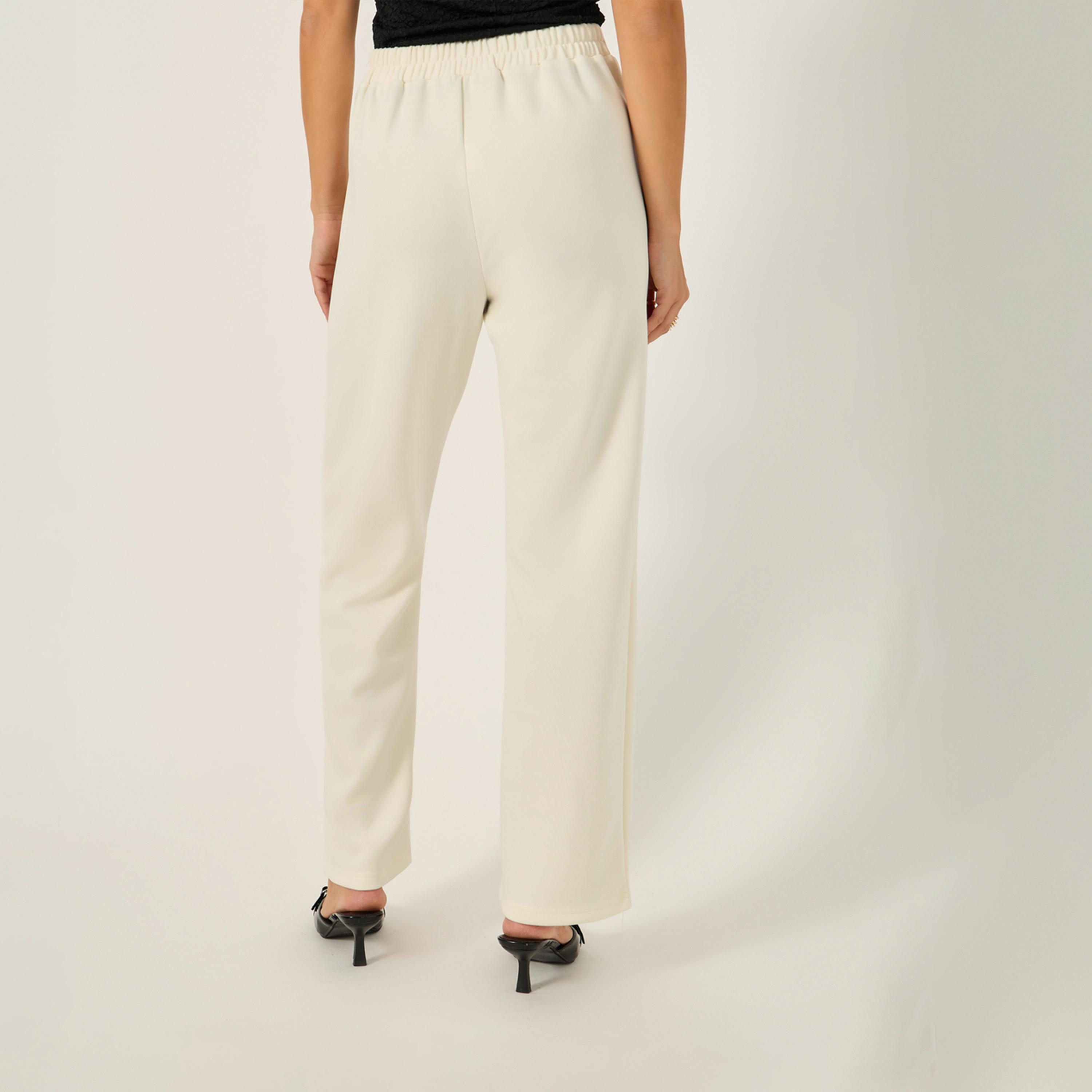 ستايلي - بنطال محبوك بتصميم مدبب مع حزام خصر مطاطي-women-clothing-bottoms-trousers-image-4