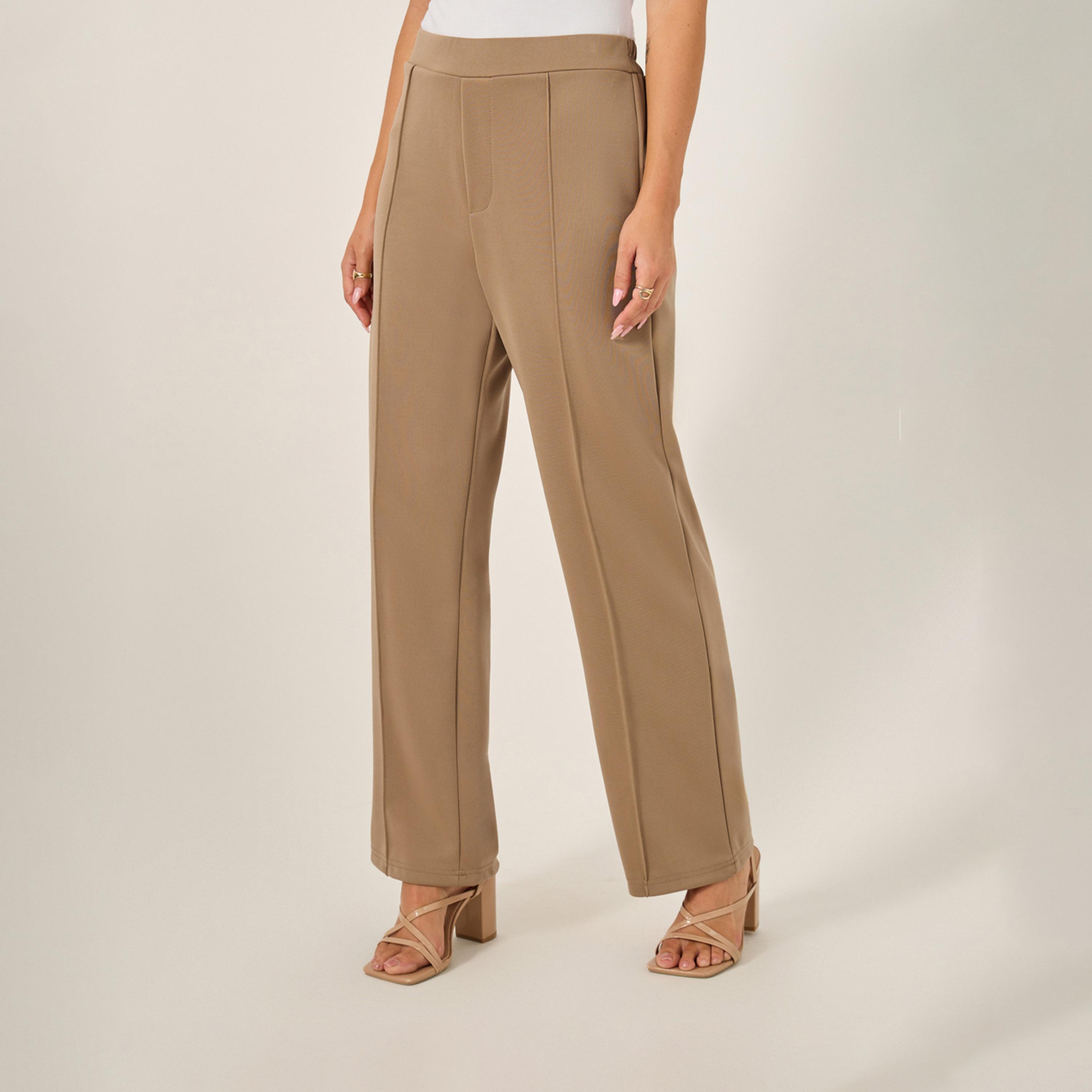 ستايلي - بنطال محبوك بتصميم مدبب مع حزام خصر مطاطي-women-clothing-bottoms-trousers-image-2