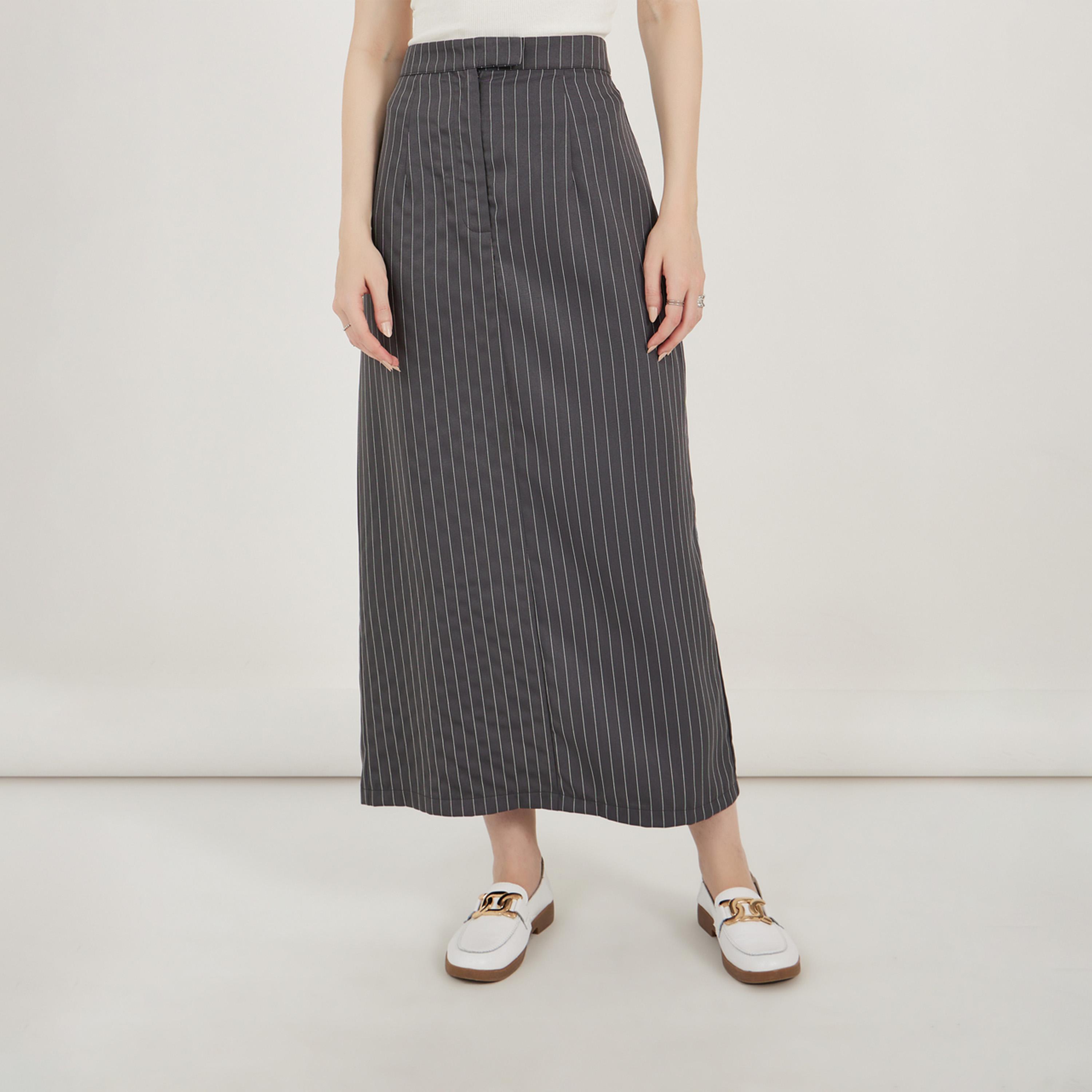 Styli Pinstriped Maxi Skirt with Back Slit-women-clothing-bottoms-skirts-image-2