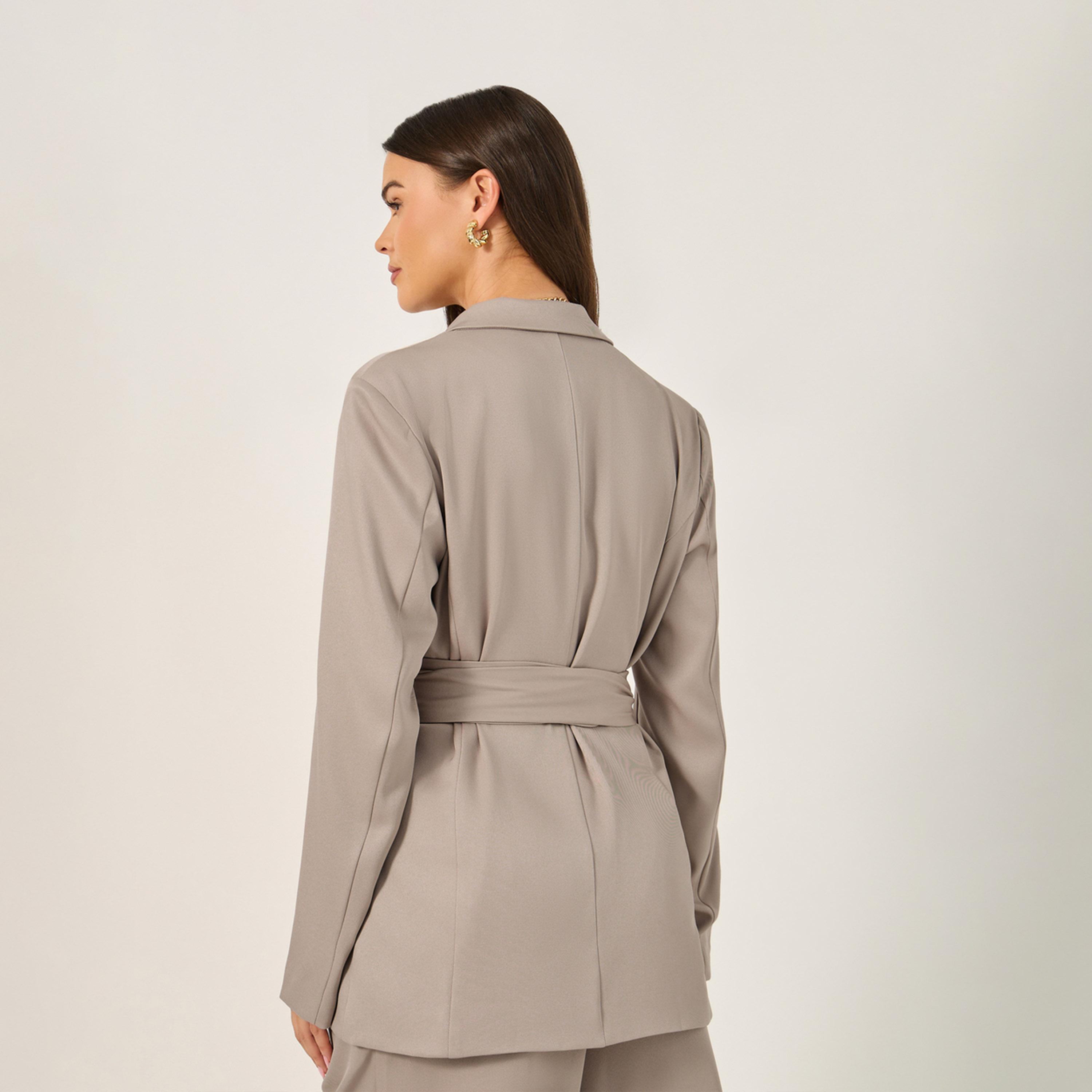 Styli Regular Fit Longline Belted Blazer-women-clothing-coatsandjackets-blazers-image-4