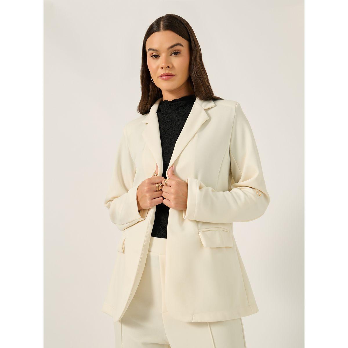 Styli Solid Regular Fit Notch Label Neck Blazer-women-clothing-coatsandjackets-blazers-image-4
