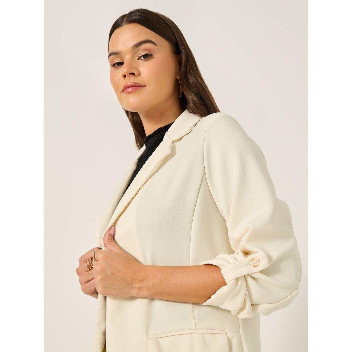 Styli Solid Regular Fit Notch Label Neck Blazer-women-clothing-coatsandjackets-blazers-image-5