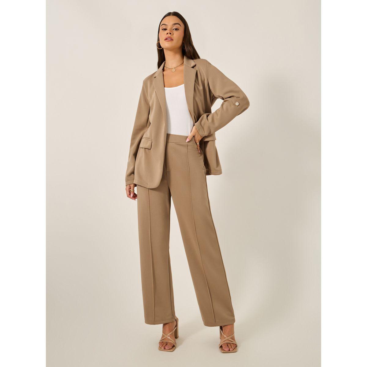 Styli Solid Regular Fit Notch Label Neck Blazer-women-clothing-coatsandjackets-blazers-image-2