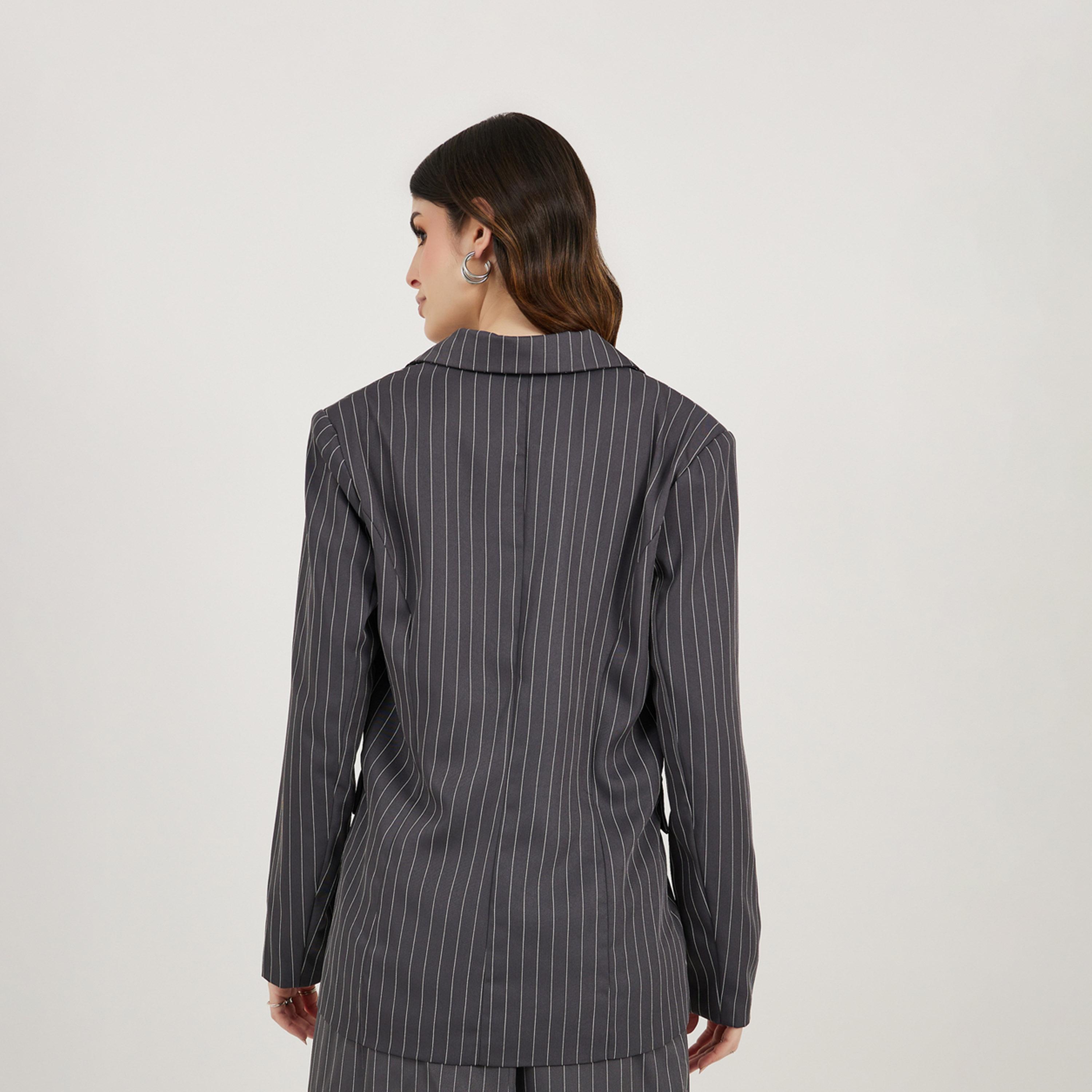 Styli Regular Fit Regular Length Striped Blazer-women-clothing-coatsandjackets-blazers-image-4