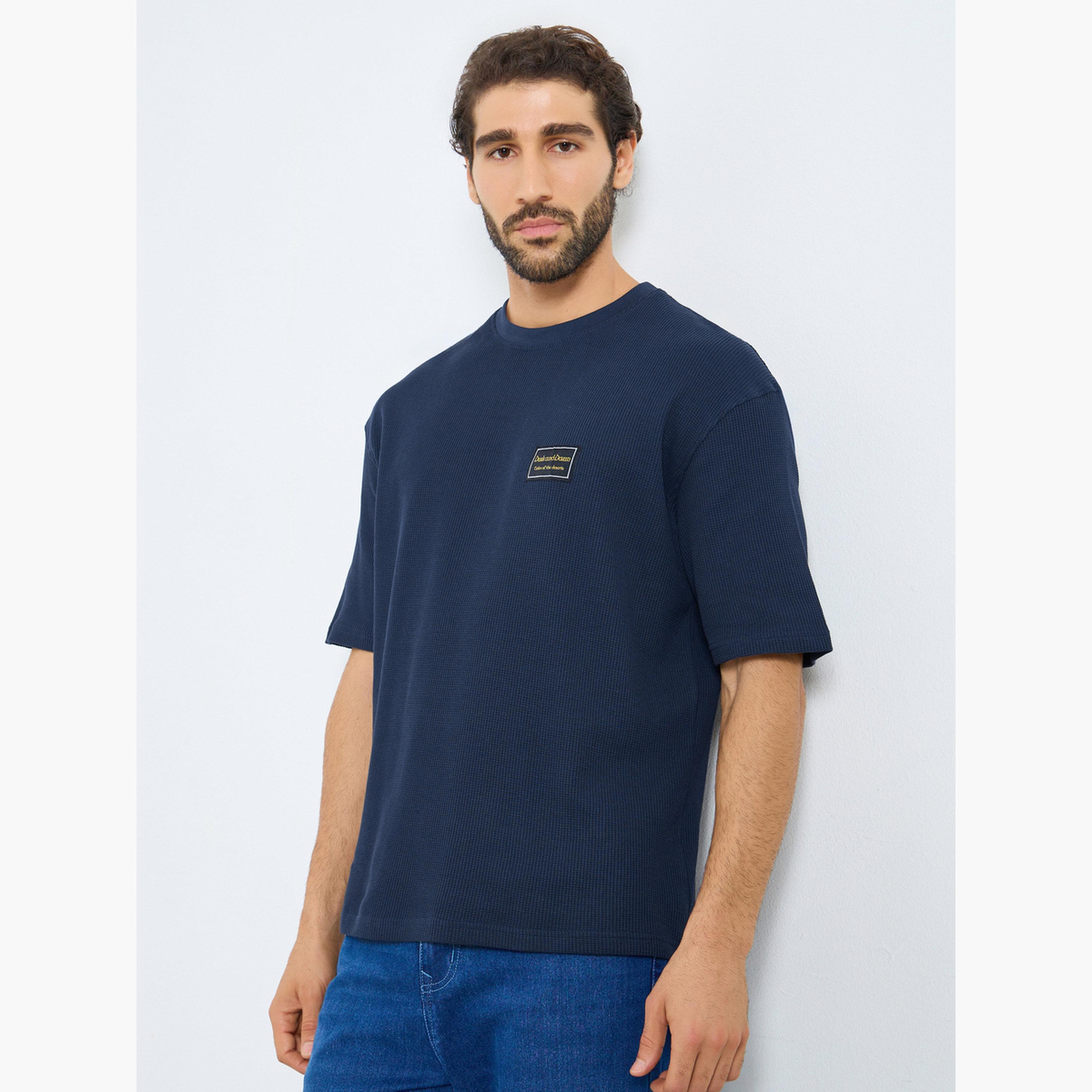 Styli Men Ribbed Waffle Knit Regular Fit T-Shirt-men-clothing-tshirtsandpolos-tshirts-image-1
