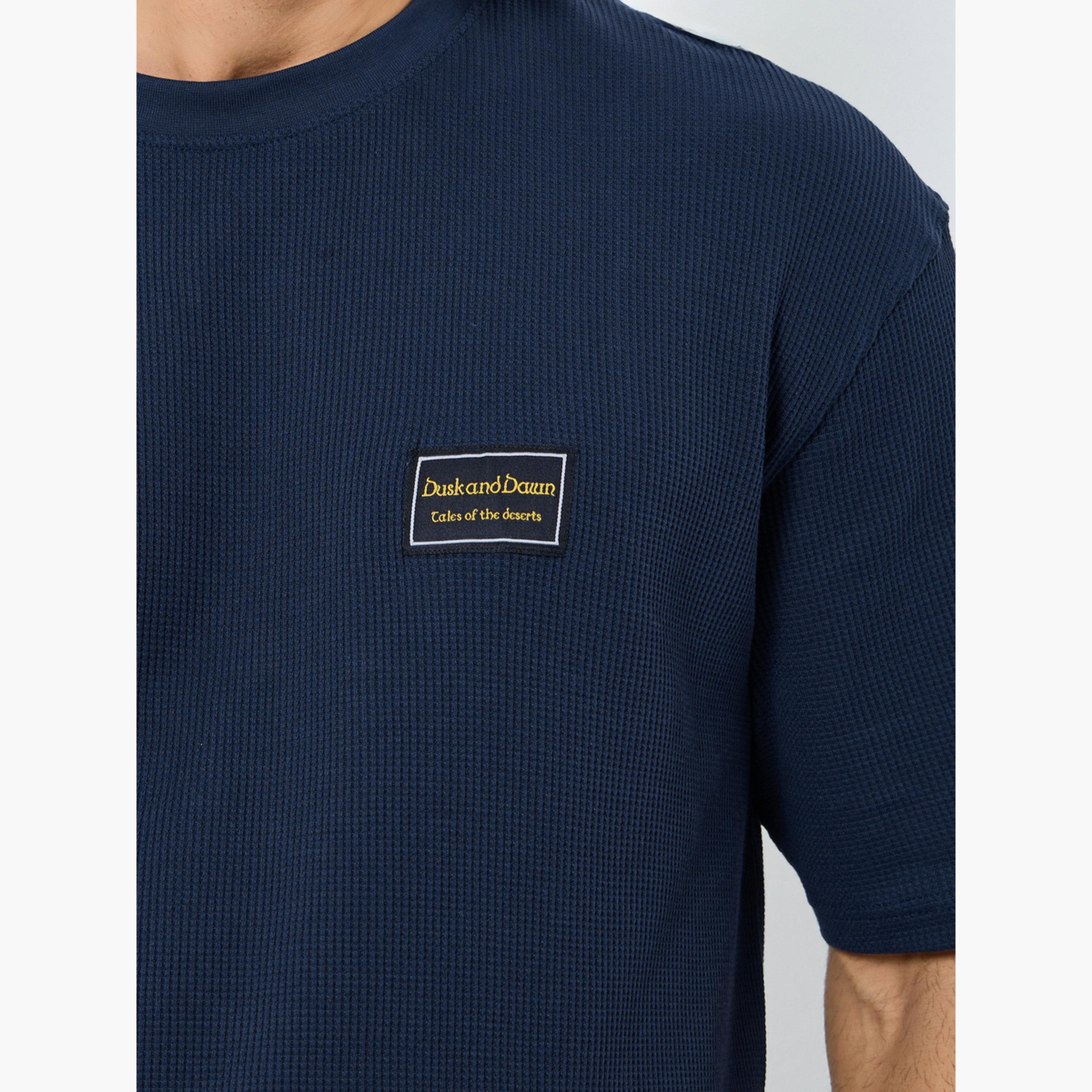 Styli Men Ribbed Waffle Knit Regular Fit T-Shirt-men-clothing-tshirtsandpolos-tshirts-image-4