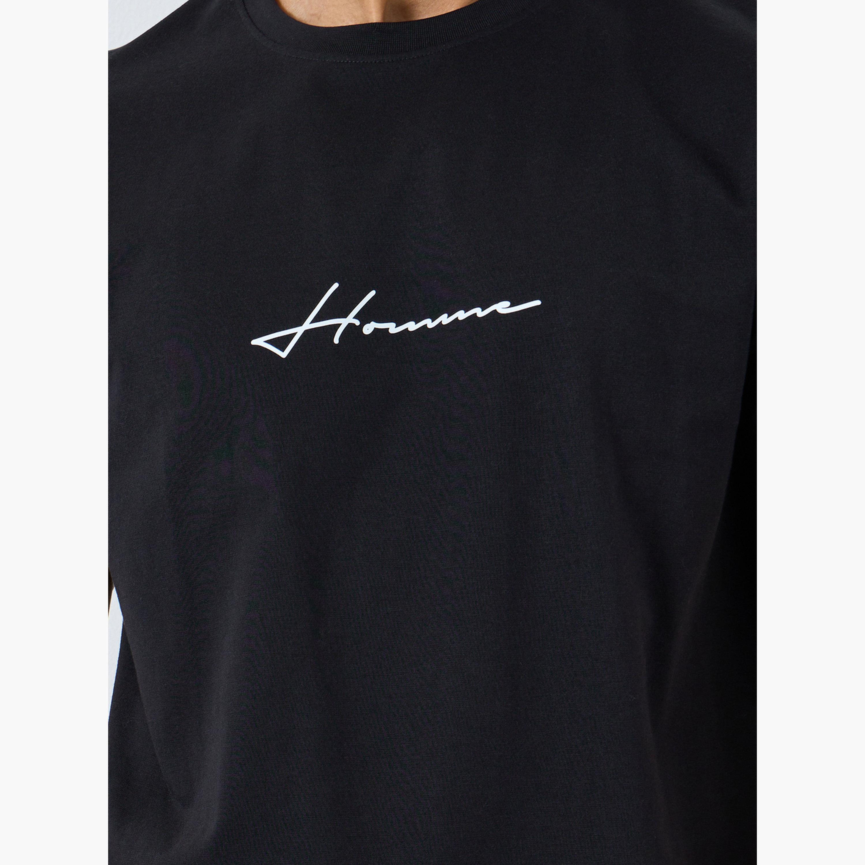 ستايلي - تي شيرت رجالي أسود بطبعة شعار ورقبة دائرية-men-clothing-tshirtsandpolos-tshirts-image-3