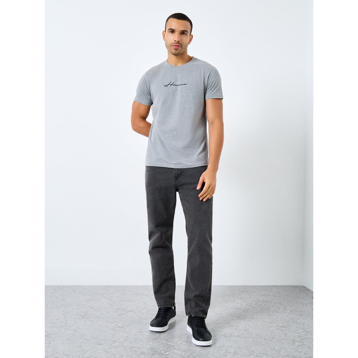 Styli Men Grey Slogan Print Crew Neck T-Shirt-men-clothing-tshirtsandpolos-tshirts-image-2
