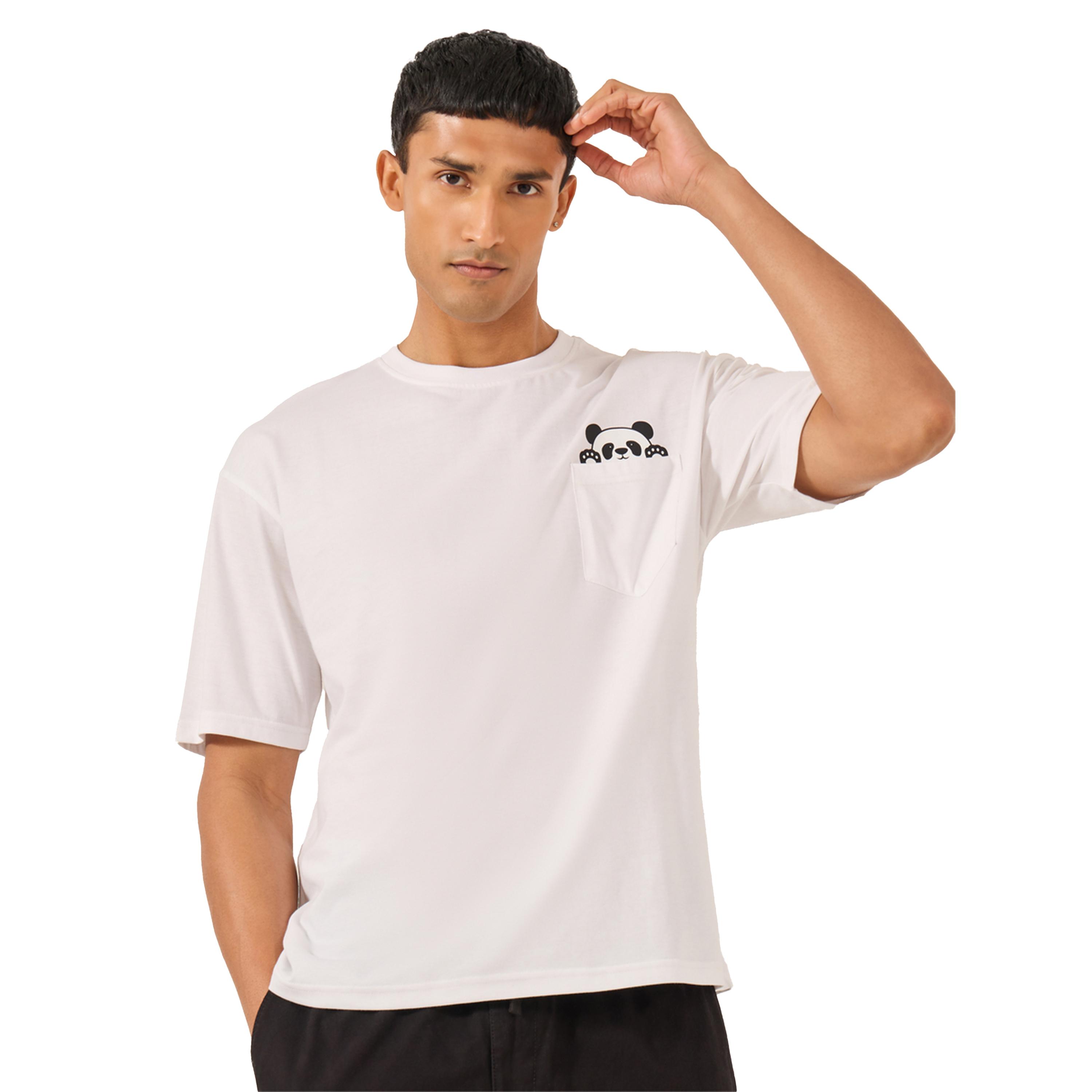 Styli Panda Graphic Print Pocket Detail Oversized T-Shirt-men-clothing-tshirtsandpolos-tshirts-image-1
