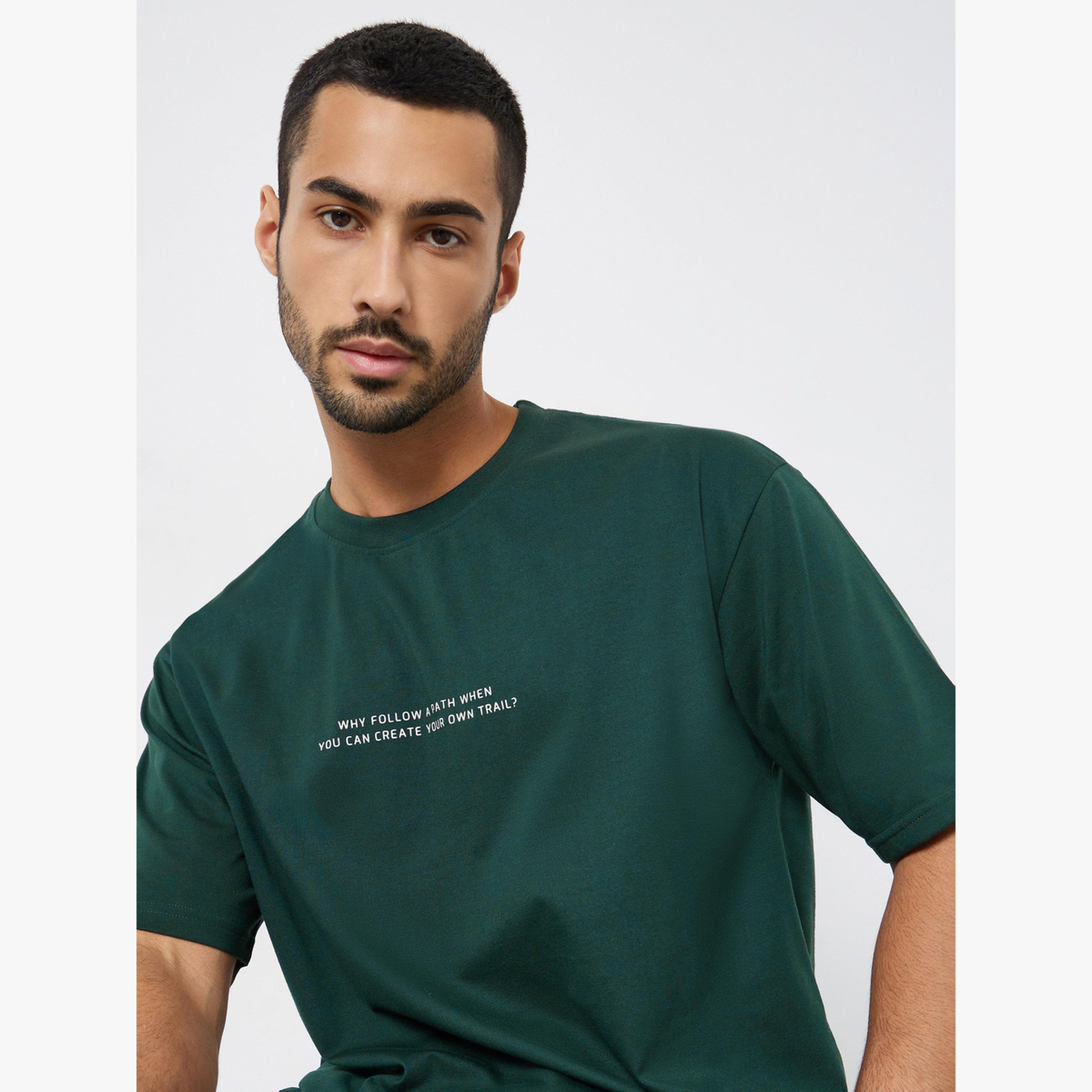 Styli Men Green Slogan Print Oversized T-Shirt-men-clothing-tshirtsandpolos-tshirts-image-3