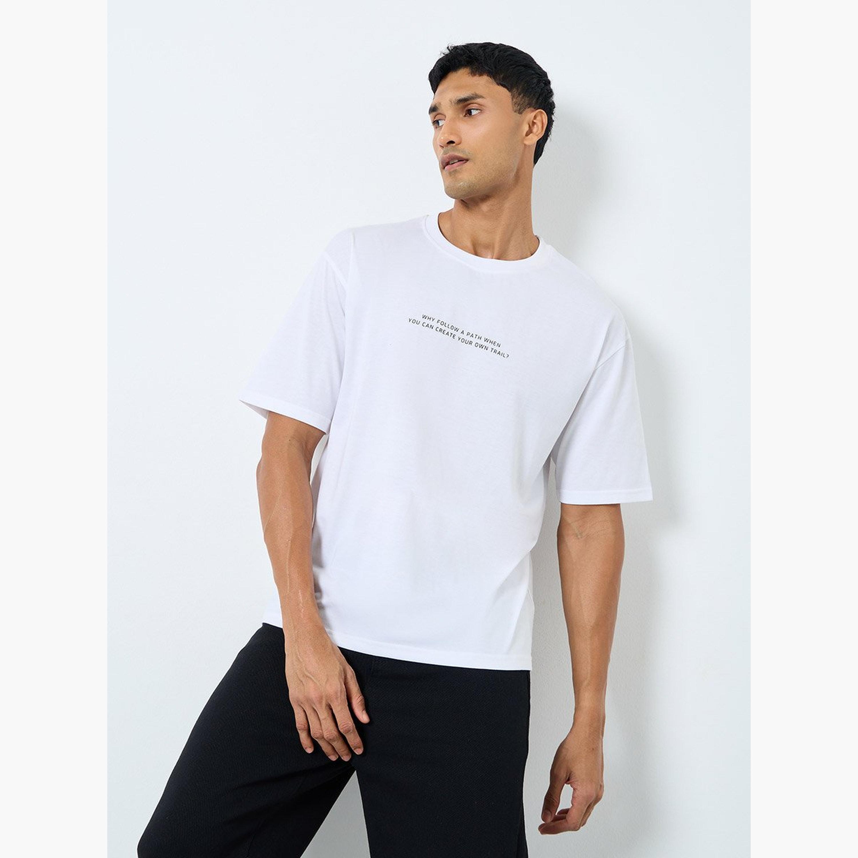 Styli Oversized Minimal Print Crew Neck T-Shirt-men-clothing-tshirtsandpolos-tshirts-image-1