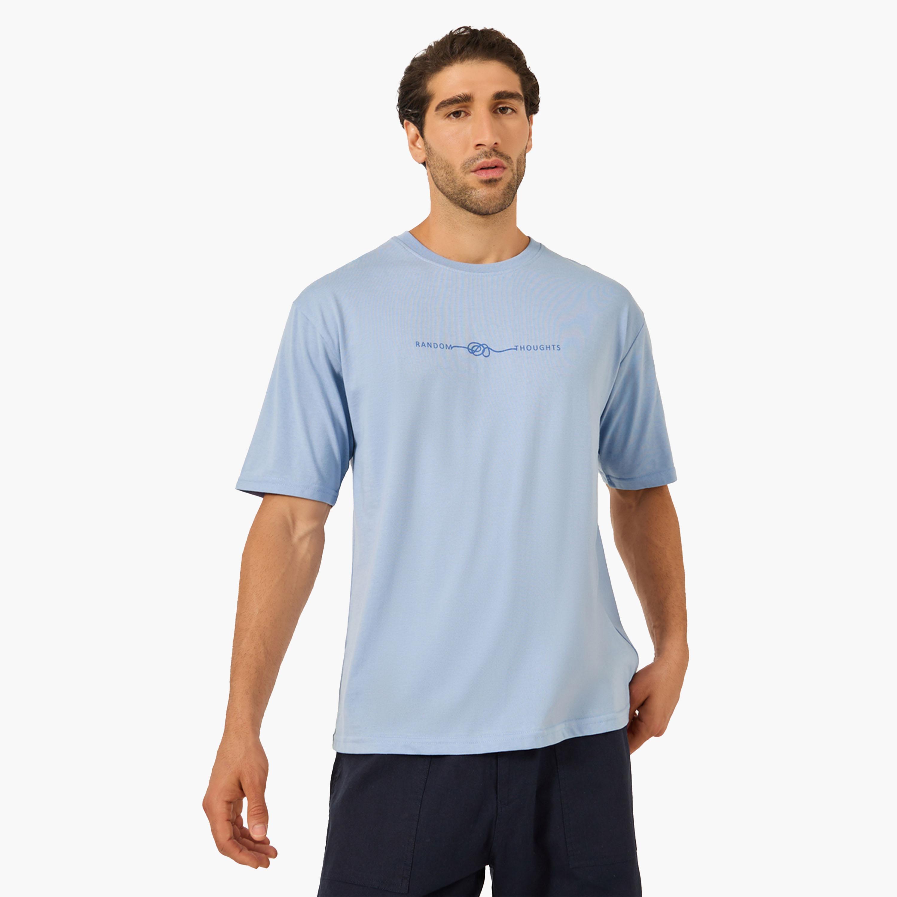 Styli Slogan Print Round Neck Oversized T-Shirt-men-clothing-tshirtsandpolos-tshirts-image-1
