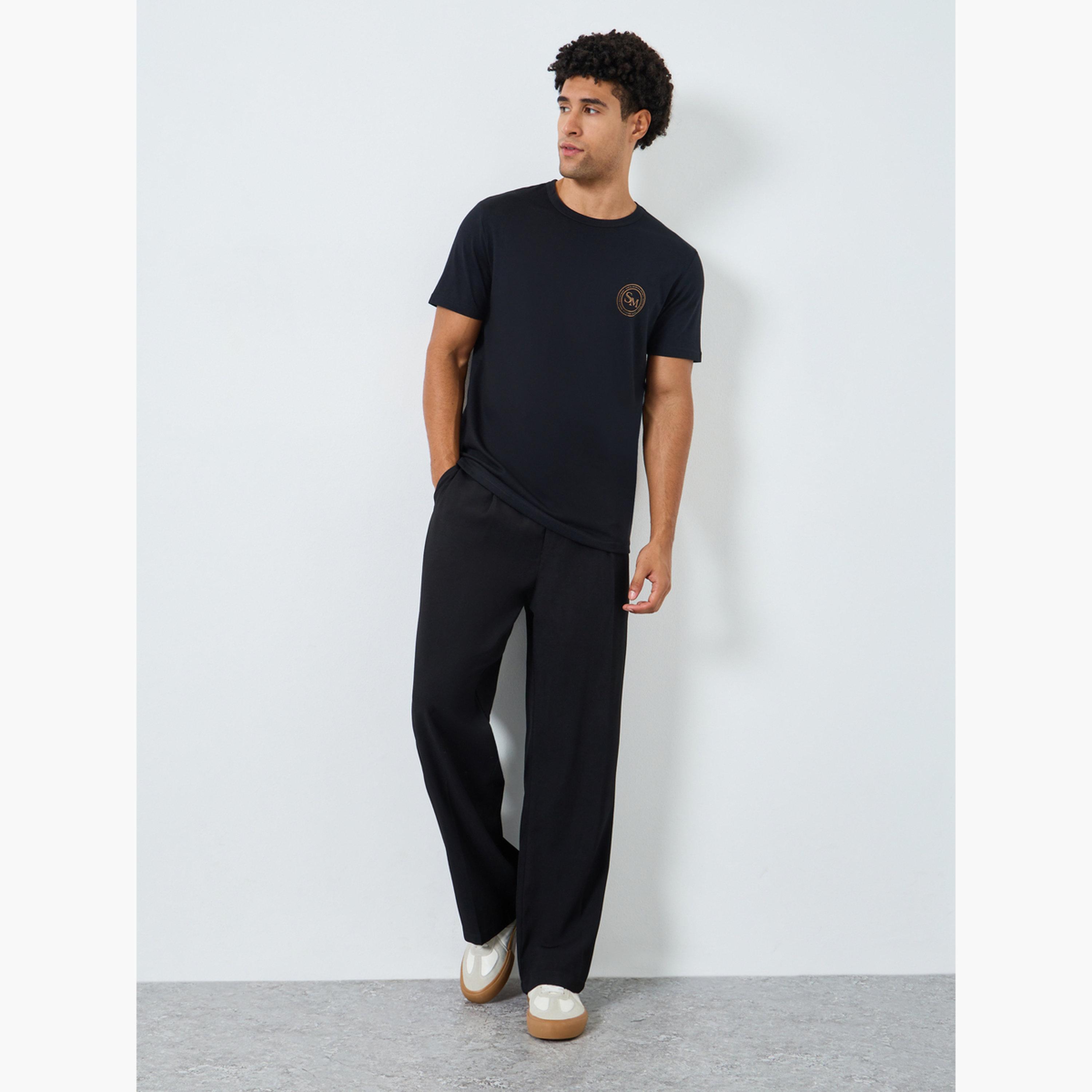Styli Men Black Graphic Print Crew Neck T-Shirt-men-clothing-tshirtsandpolos-tshirts-image-2