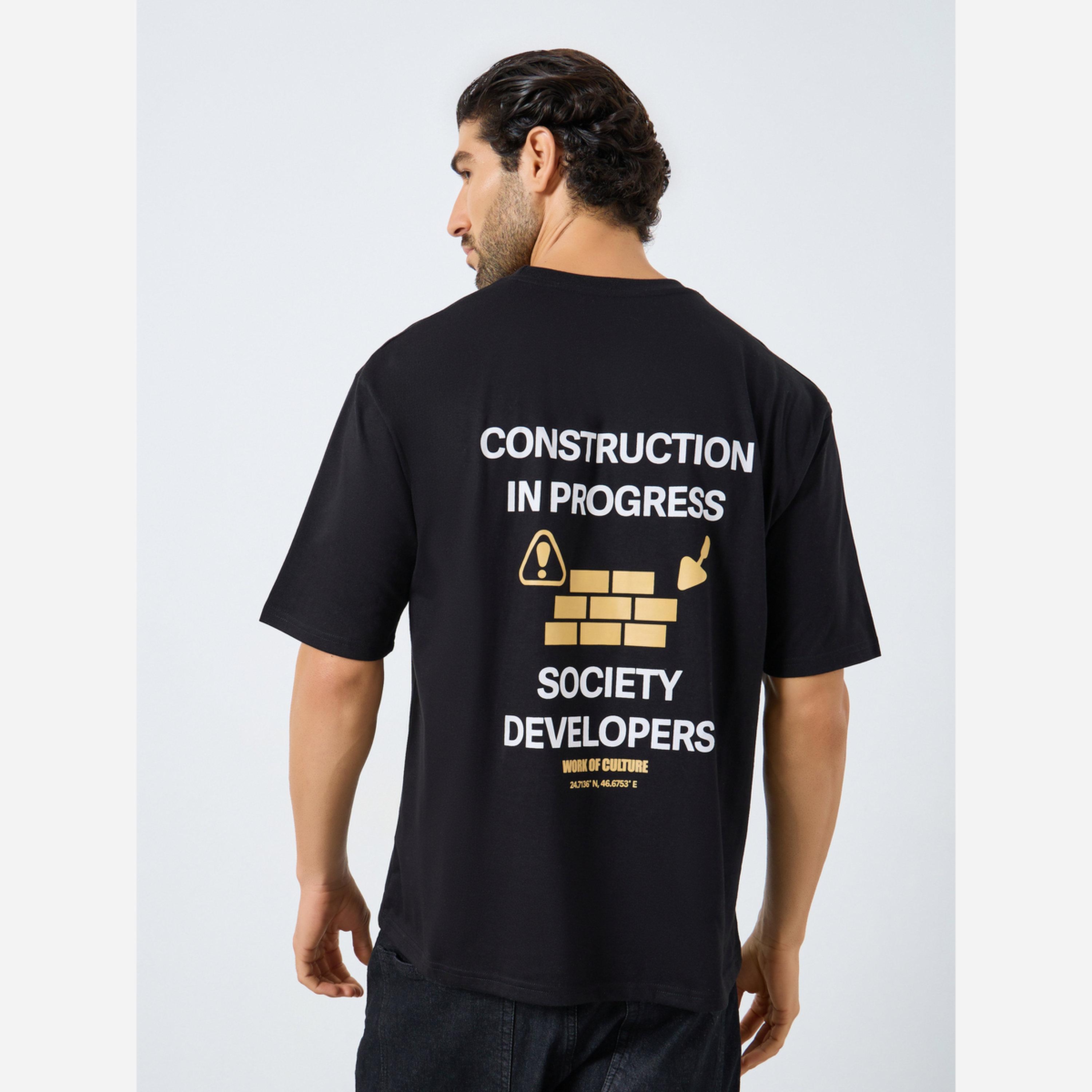 Styli Men Black Slogan Print Oversized T-Shirt-men-clothing-tshirtsandpolos-tshirts-image-6